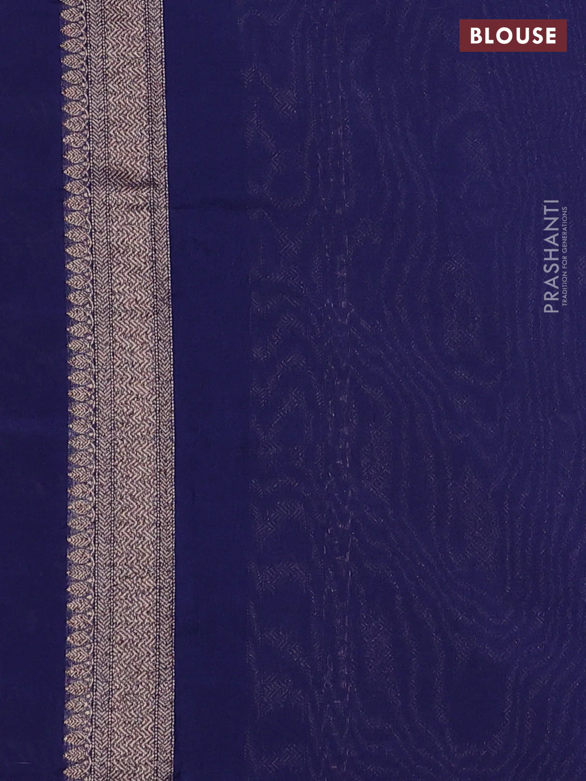 Banarasi semi silk saree navy blue with allover thread & zari weaves and woven border - Image 3