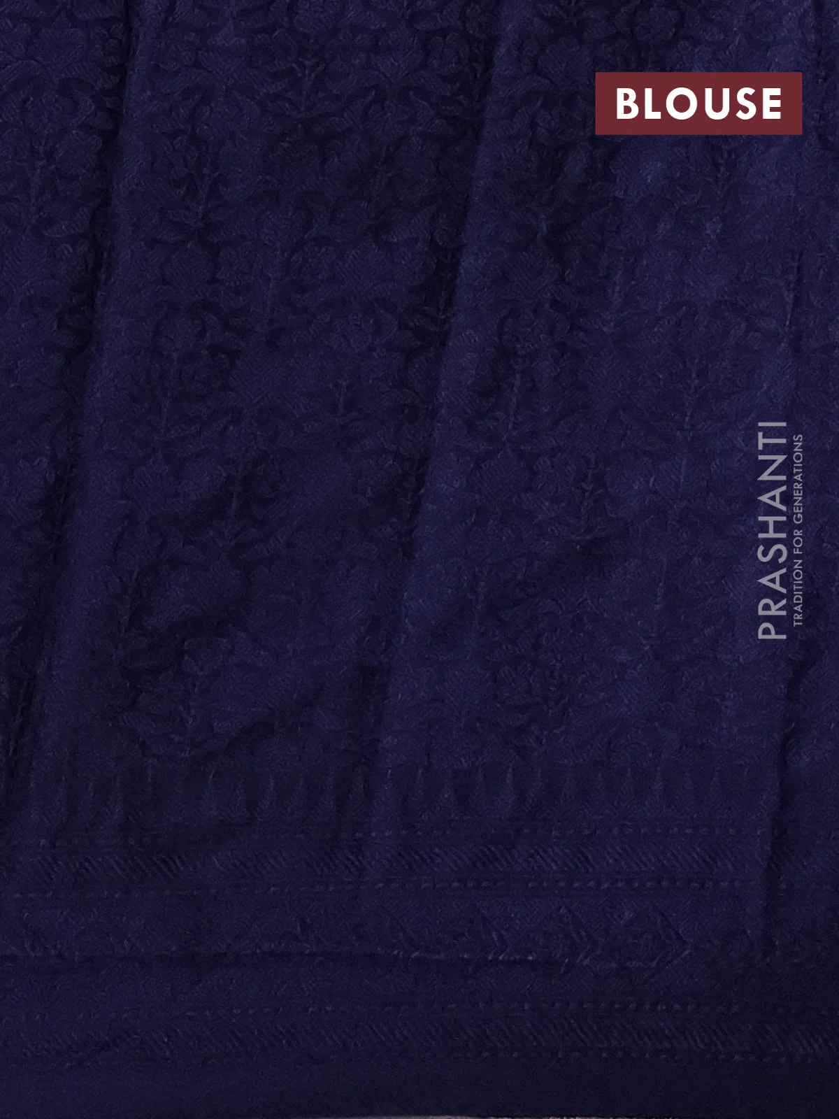 Banarasi semi silk saree navy blue with allover thread & zari weaves and woven border - Image 3