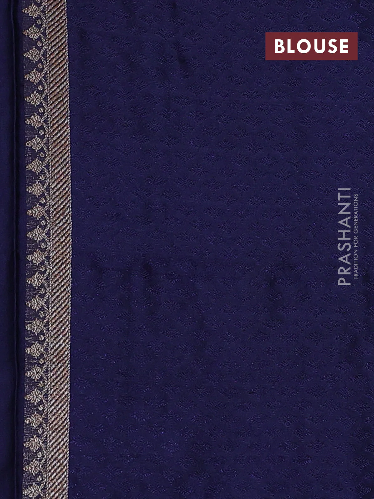 Banarasi semi silk saree navy blue with allover thread & zari weaves and woven border - Image 3
