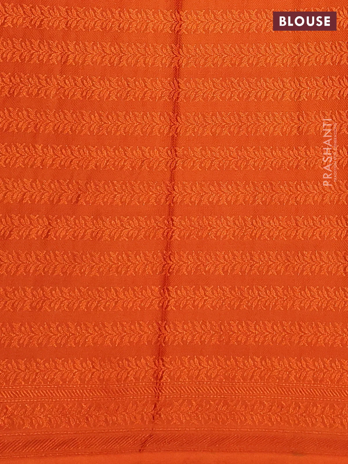 Banarasi semi silk saree orange with allover thread & zari weaves and woven border - Image 3