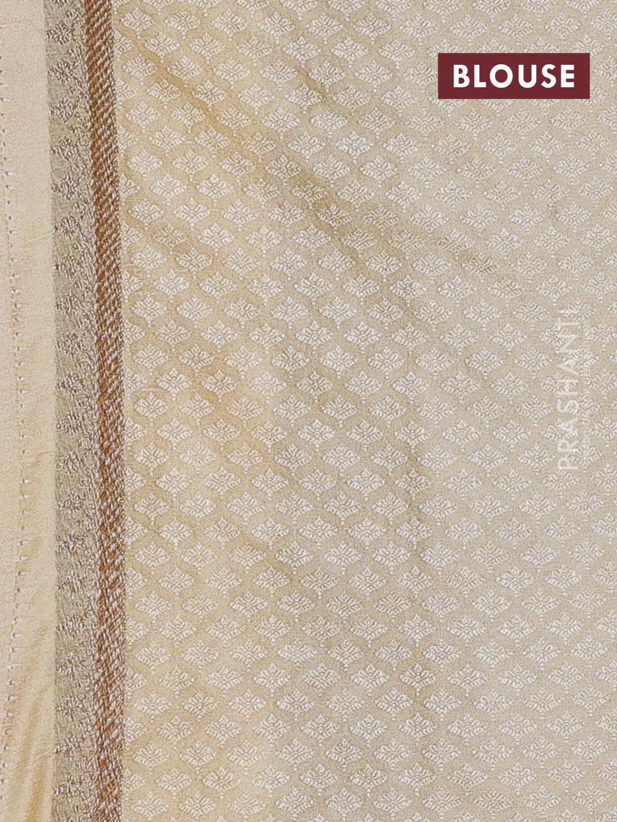 Banarasi semi silk saree pale yellow with allover thread & zari weaves and woven border - Image 3