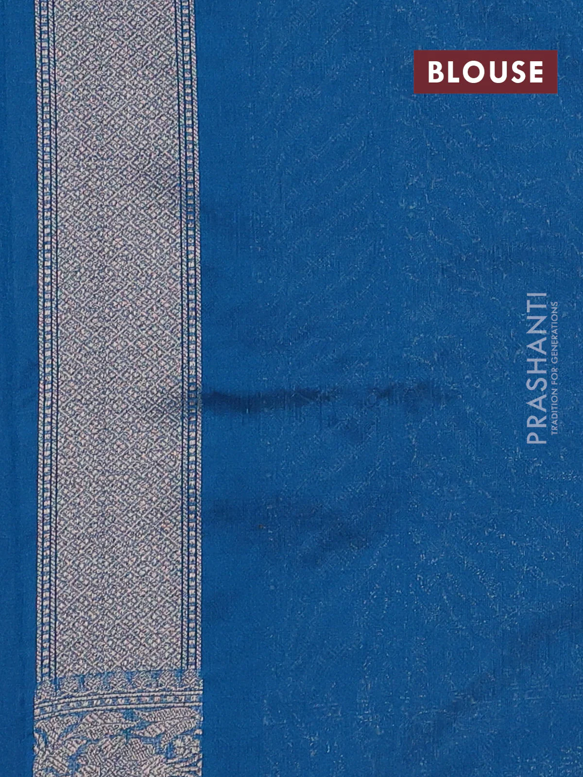 Banarasi semi silk saree peacock blue with allover thread & zari weaves and woven border - Image 3