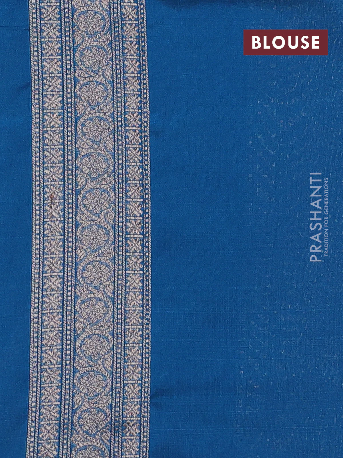 Banarasi semi silk saree peacock blue with allover thread & zari weaves and woven border - Image 3