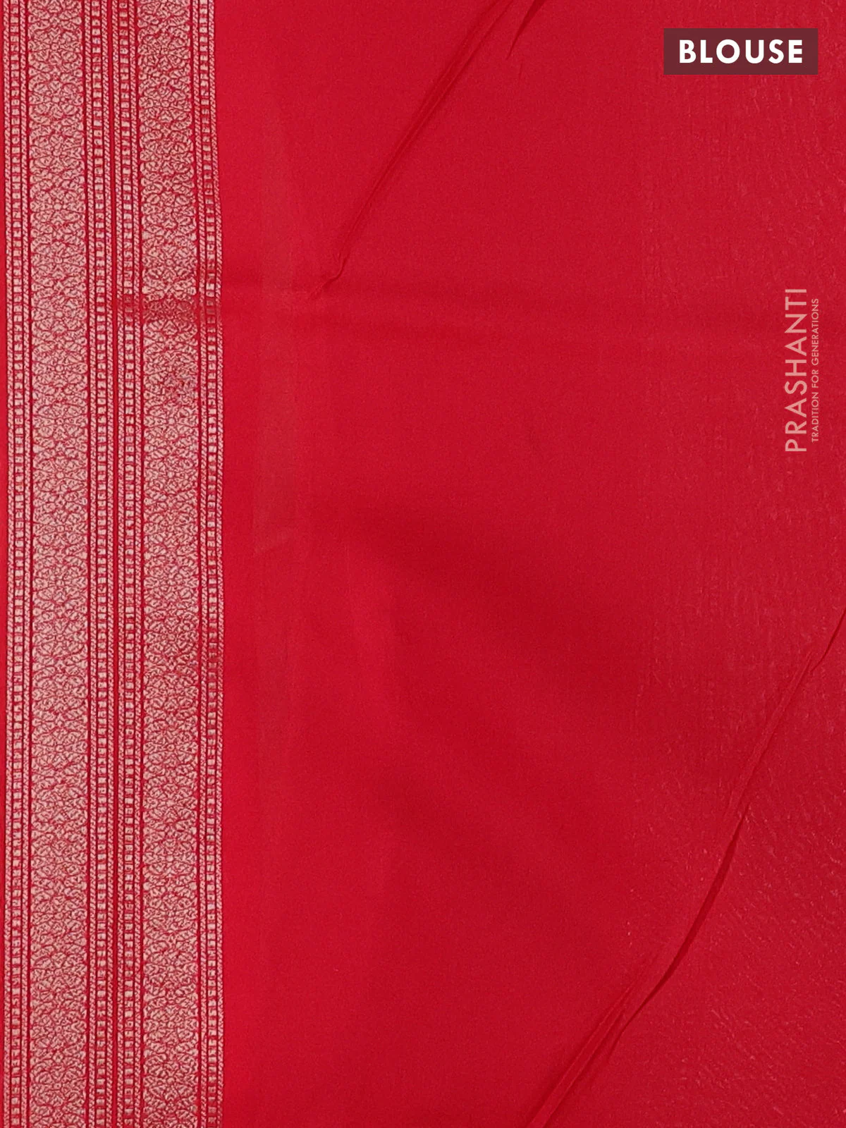Banarasi semi silk saree red with allover thread & zari weaves and woven border - Image 3