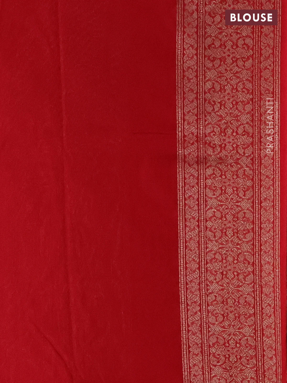 Banarasi semi silk saree red with allover thread & zari weaves and woven border - Image 3