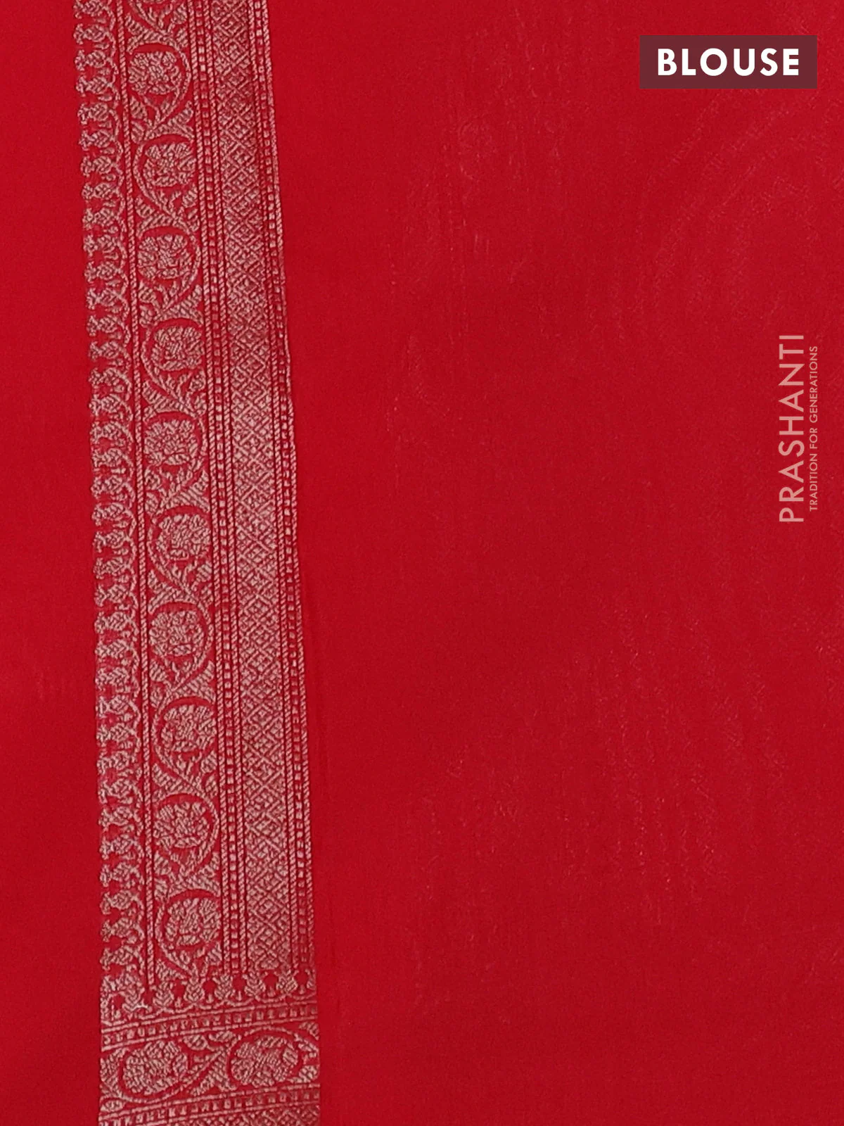 Banarasi semi silk saree red with allover thread & zari weaves and woven border - Image 3