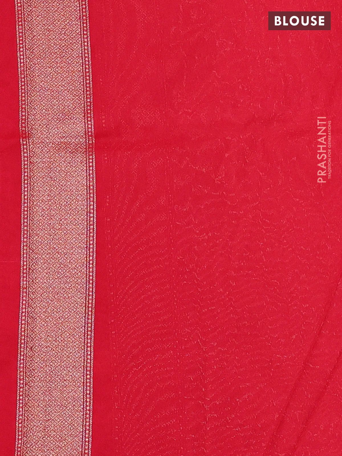 Banarasi semi silk saree red with allover thread & zari weaves and woven border - Image 3
