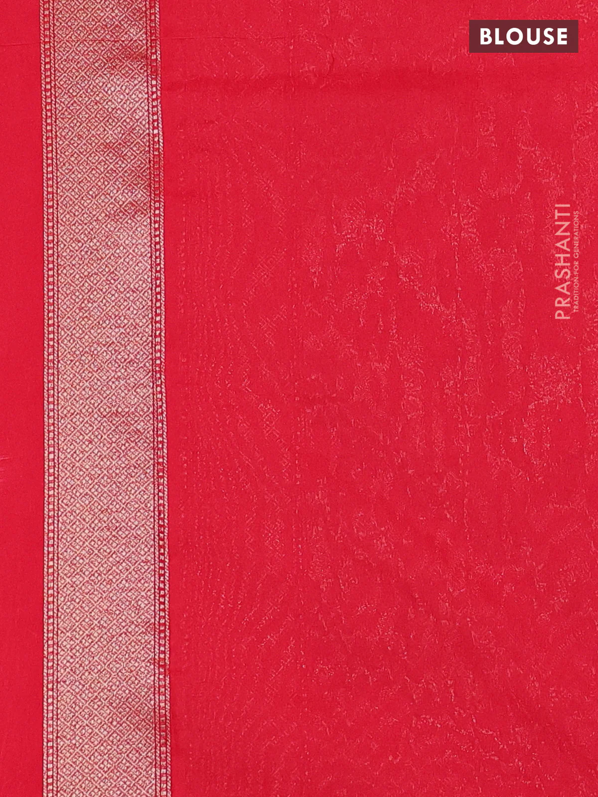 Banarasi semi silk saree red with allover thread & zari weaves and woven border - Image 3