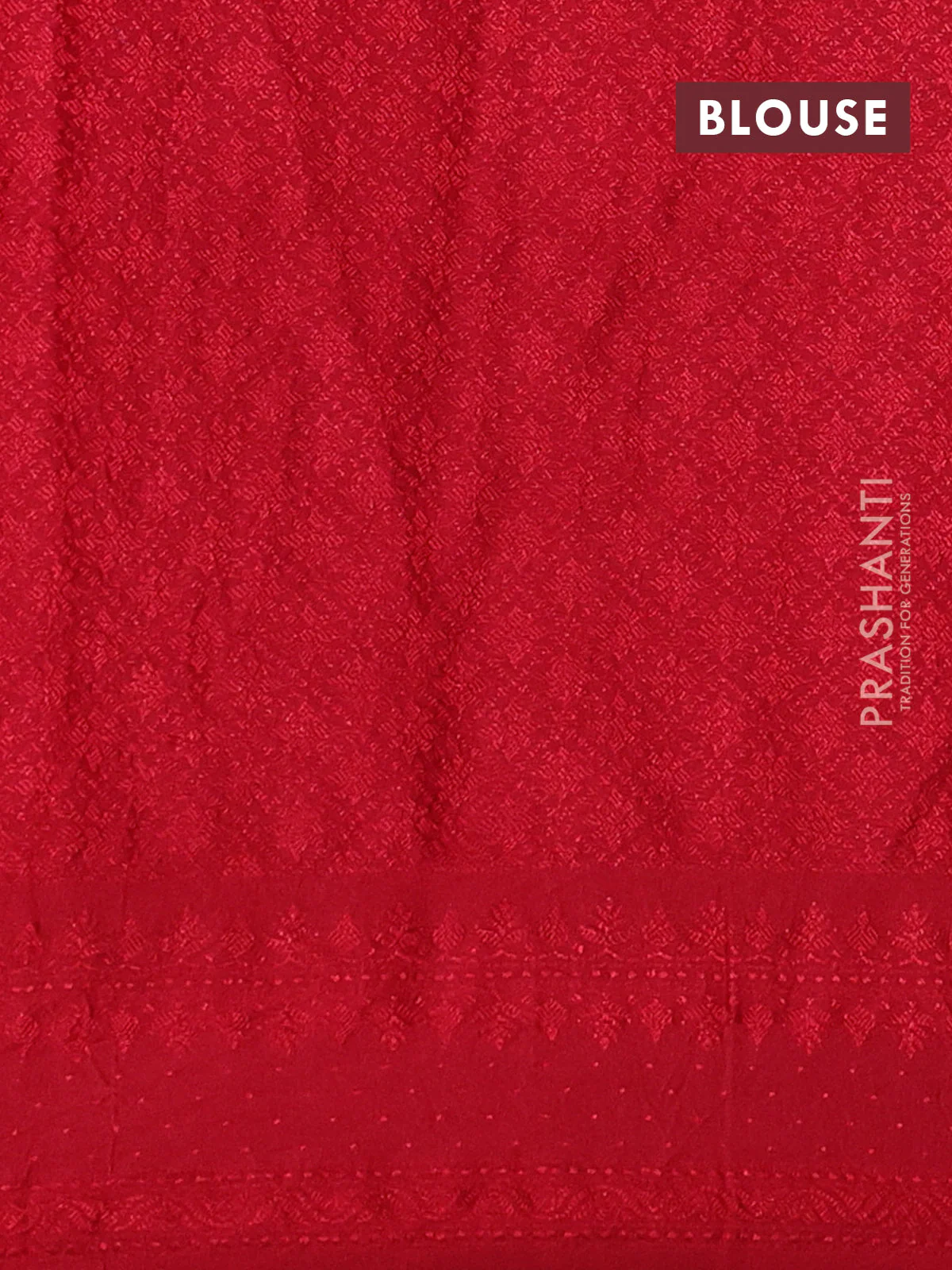 Banarasi semi silk saree red with allover thread & zari weaves and woven border - Image 3