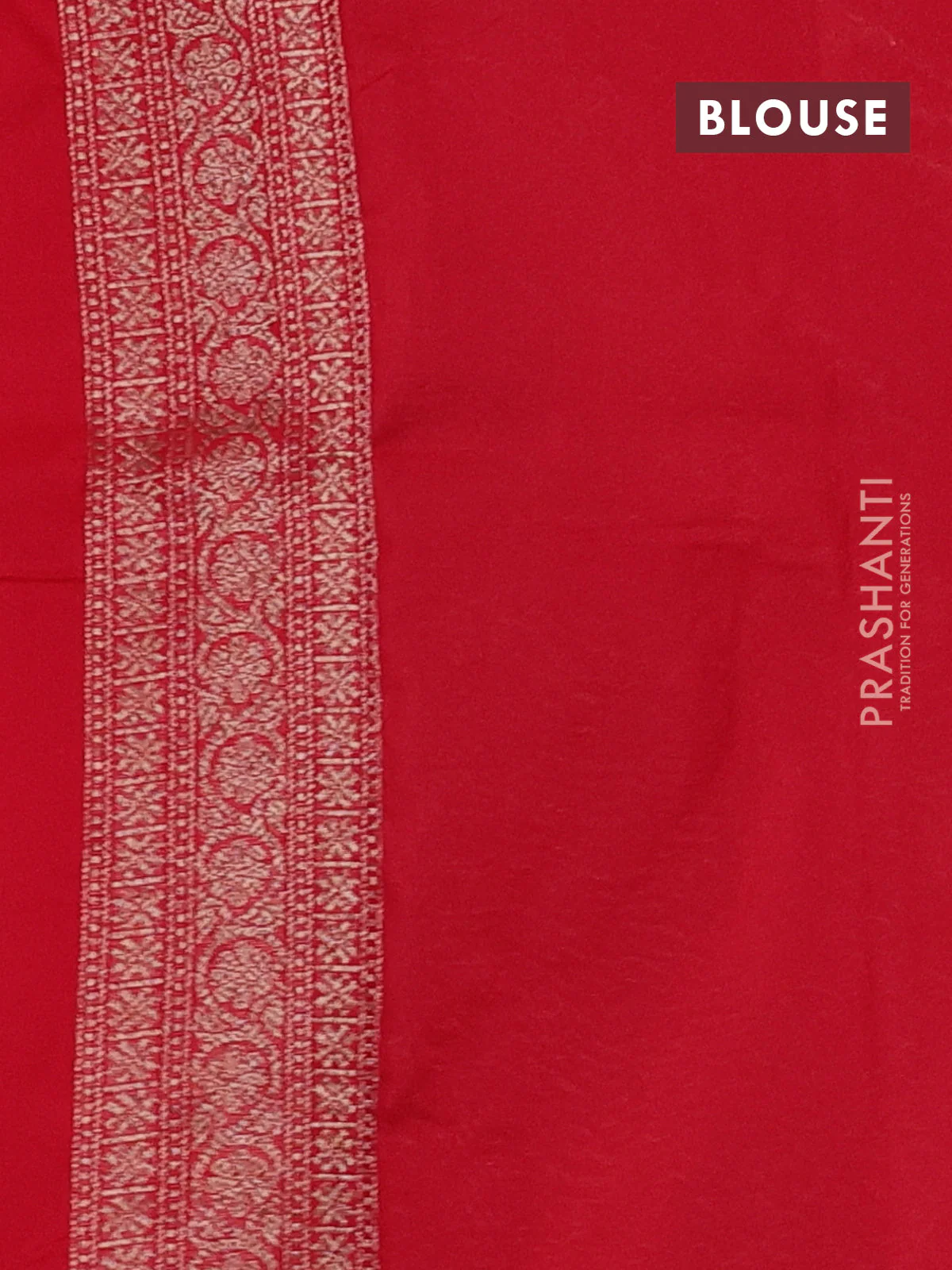 Banarasi semi silk saree red with allover thread & zari weaves and woven border - Image 3