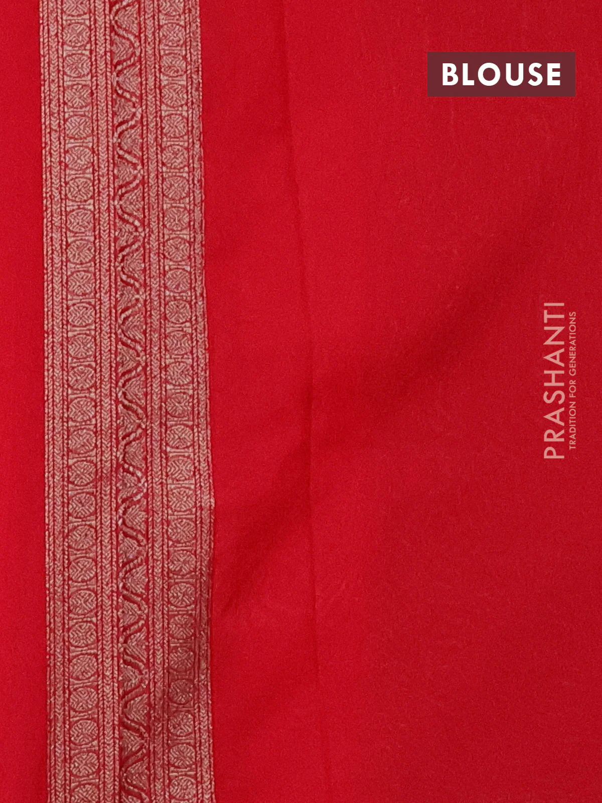 Banarasi semi silk saree red with allover thread & zari weaves and woven border - Image 3