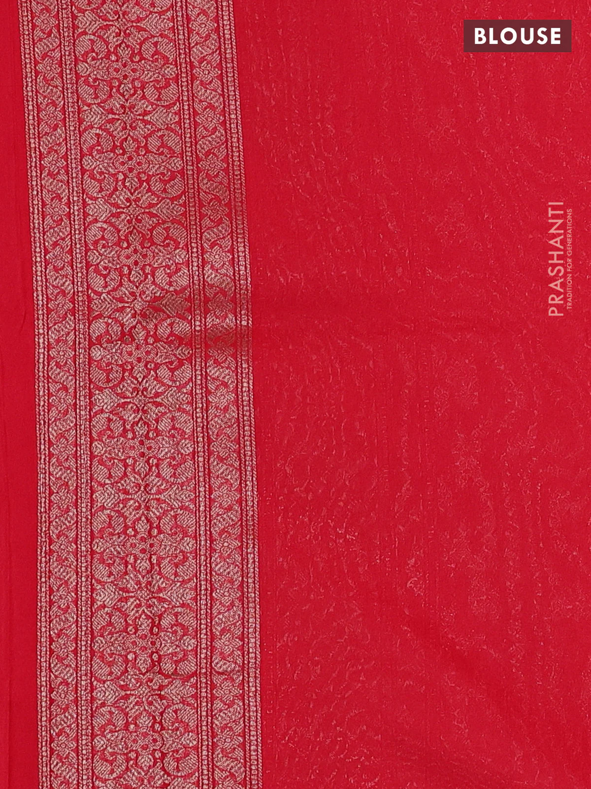 Banarasi semi silk saree red with allover thread & zari weaves and woven border - Image 3