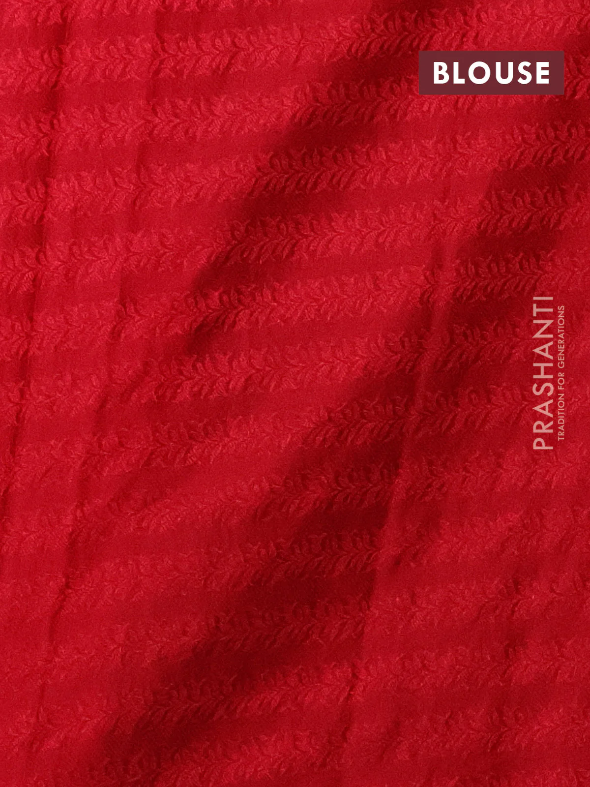 Banarasi semi silk saree red with allover thread & zari weaves and woven border - Image 3
