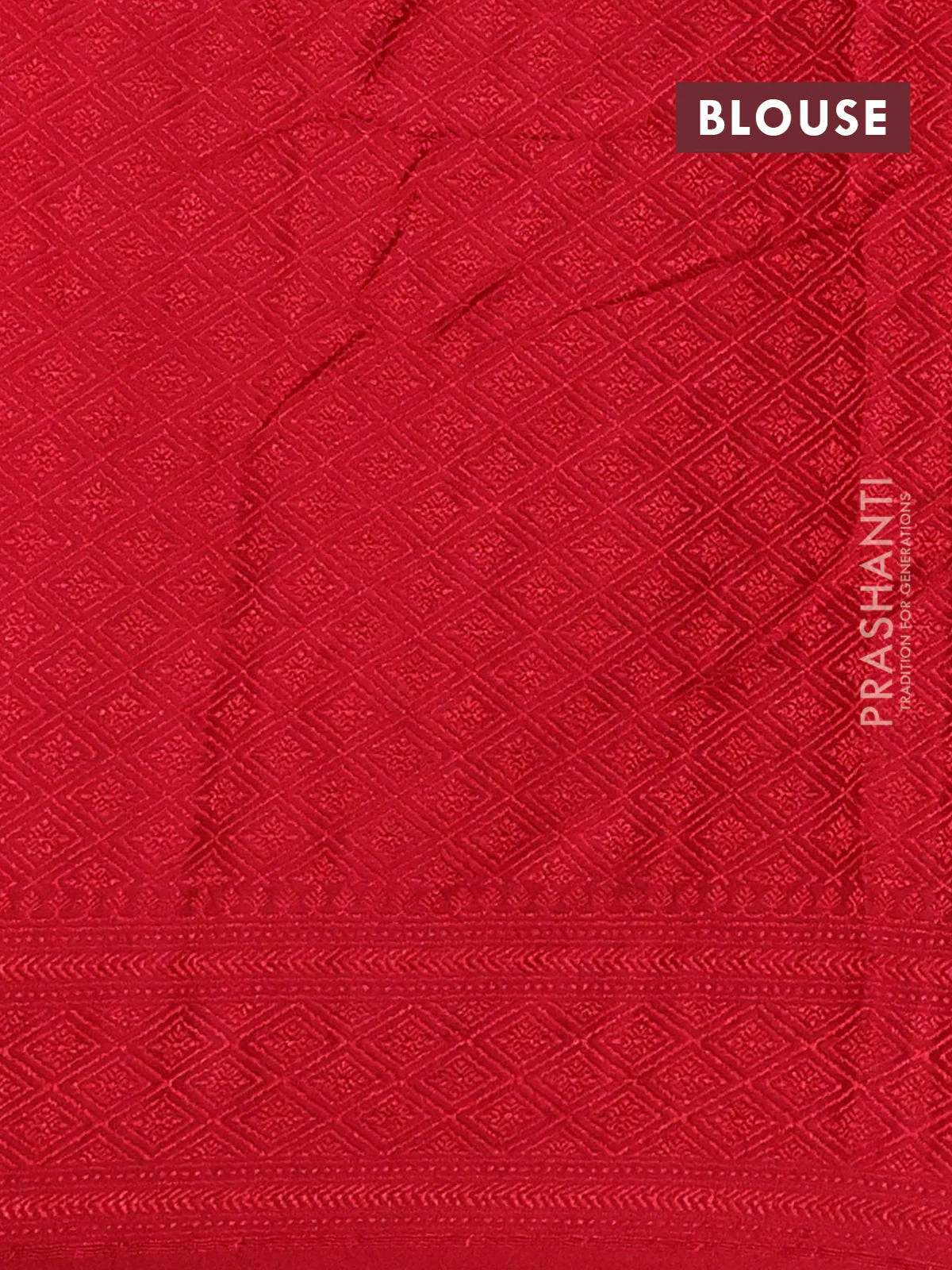 Banarasi semi silk saree red with allover thread & zari weaves and woven border - Image 3