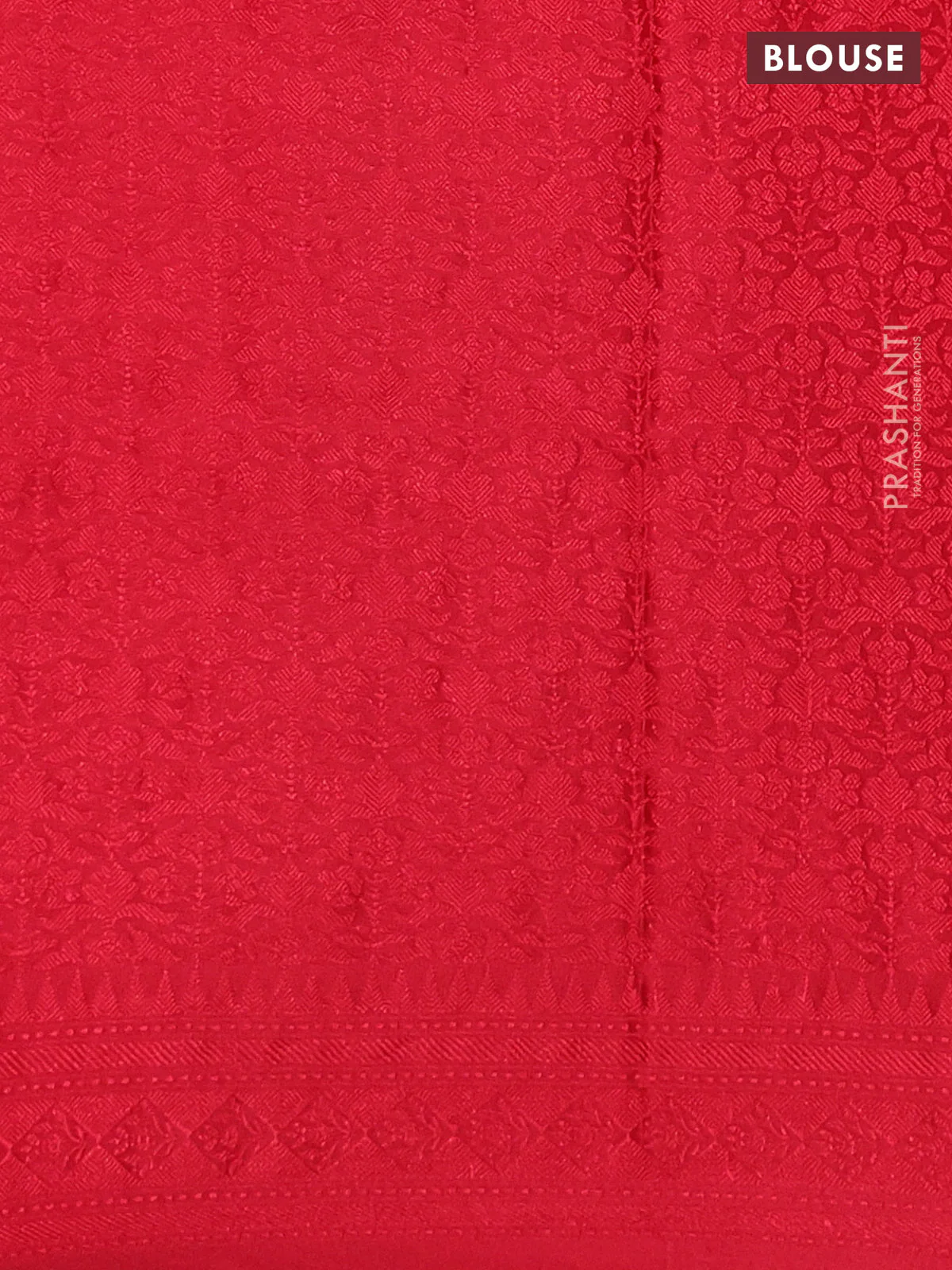 Banarasi semi silk saree red with allover thread & zari weaves and woven border - Image 3