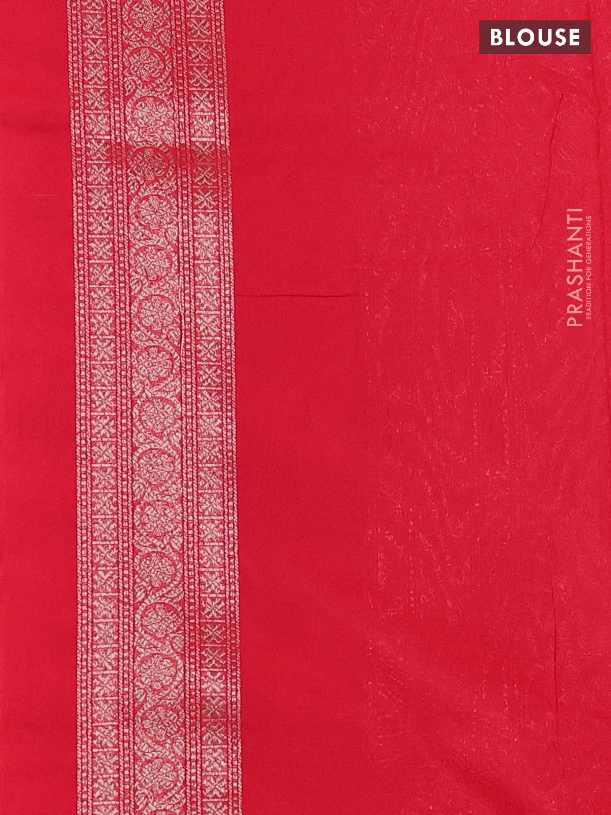 Banarasi semi silk saree red with allover thread & zari weaves and woven border - Image 3