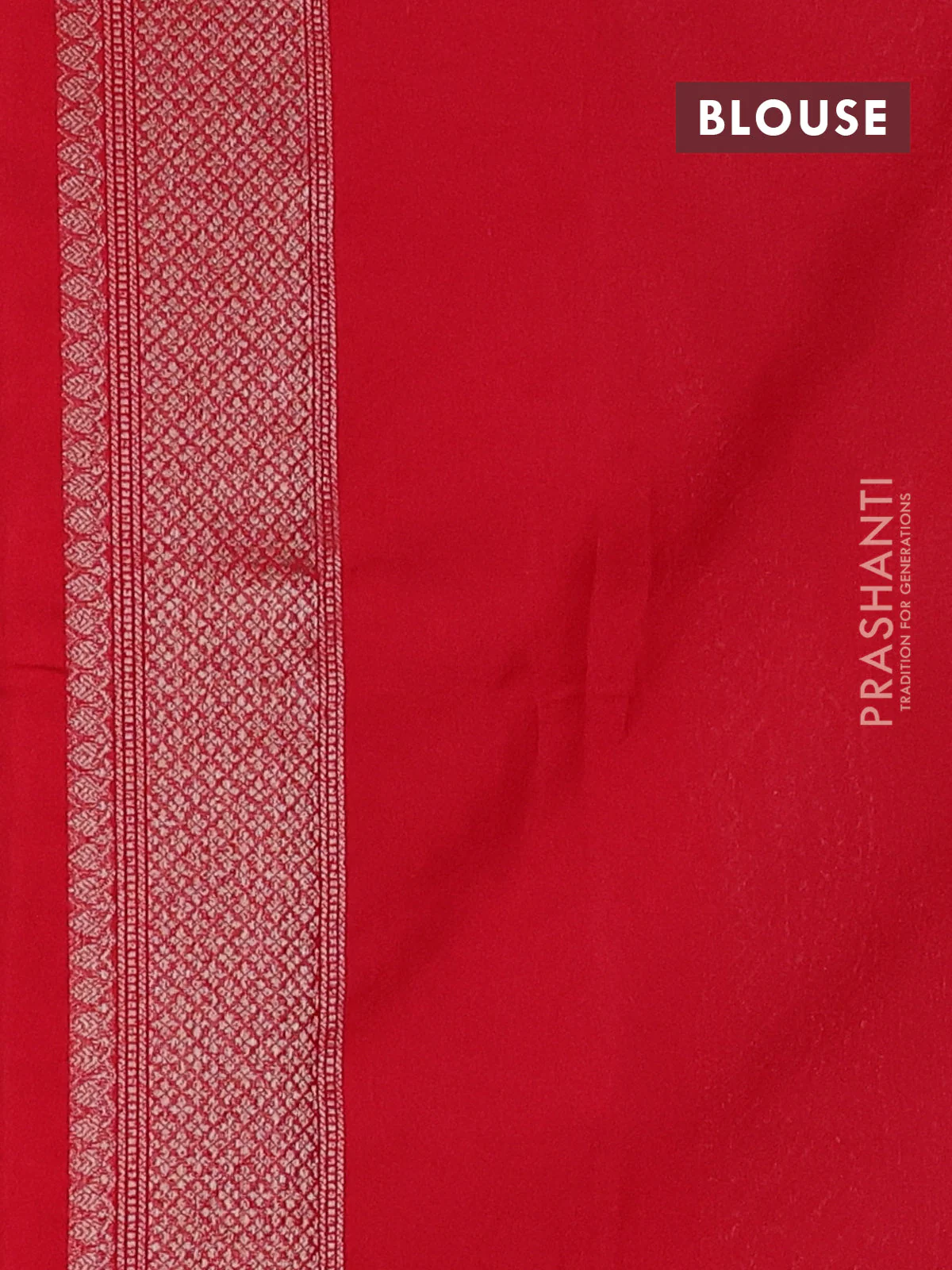 Banarasi semi silk saree red with allover thread & zari weaves and woven border - Image 3