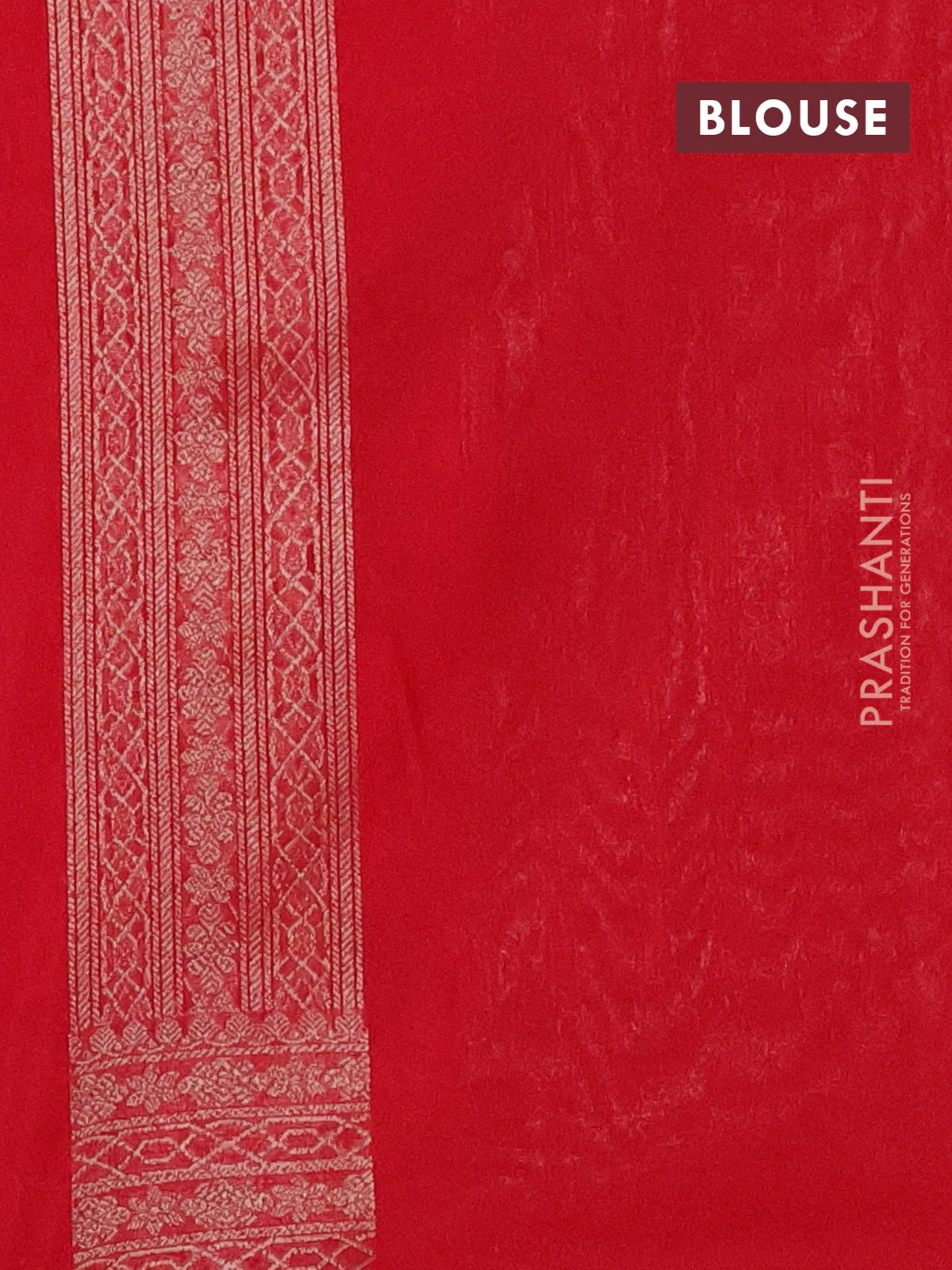 Banarasi semi silk saree red with allover thread & zari weaves and woven border - Image 3