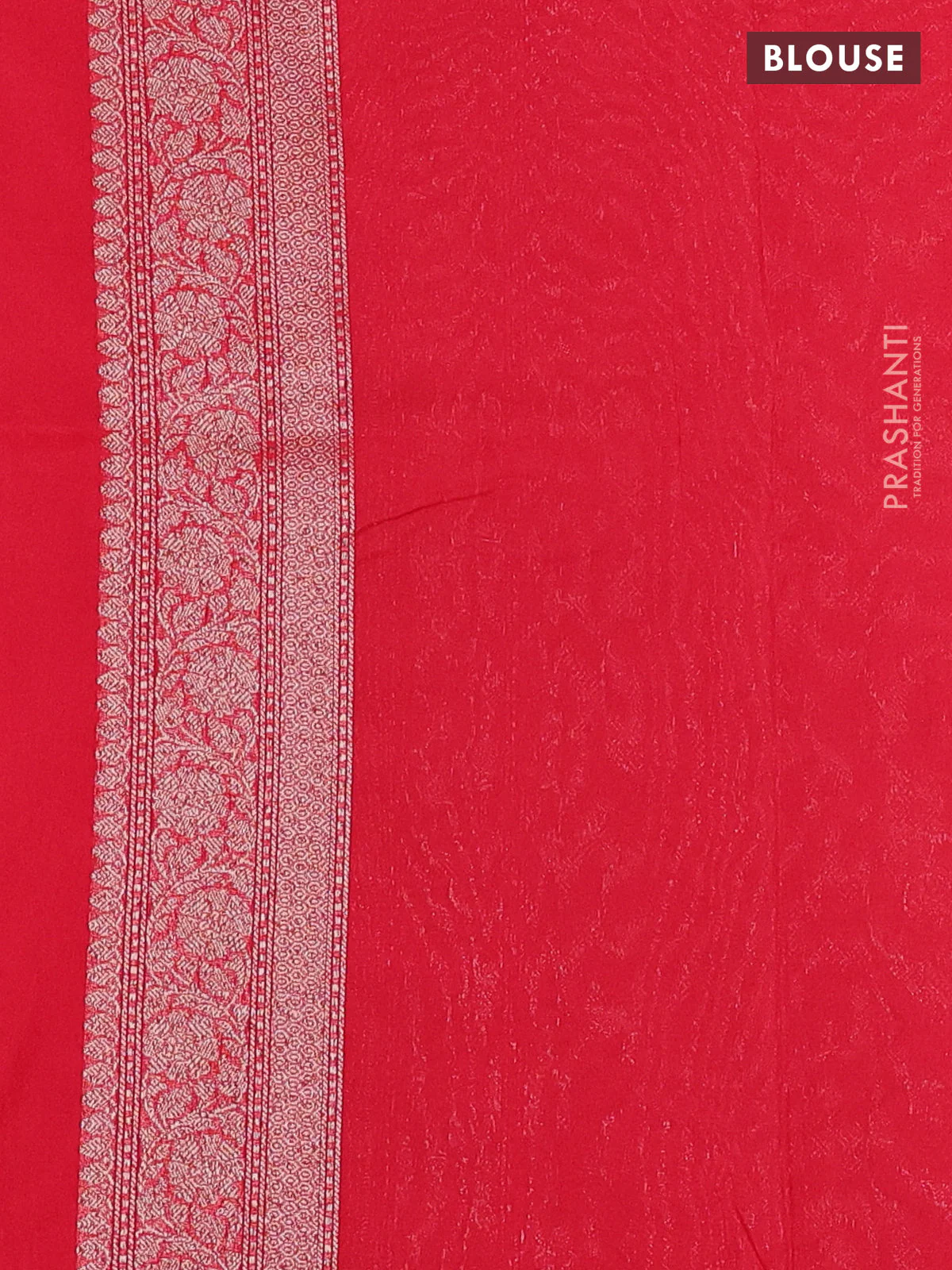 Banarasi semi silk saree red with allover thread & zari weaves and woven border - Image 3