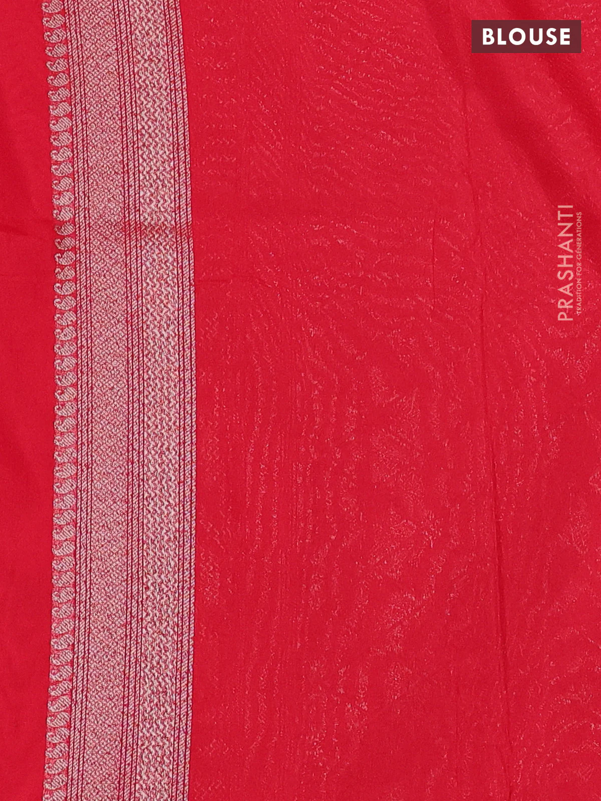 Banarasi semi silk saree red with allover thread & zari weaves and woven border - Image 3