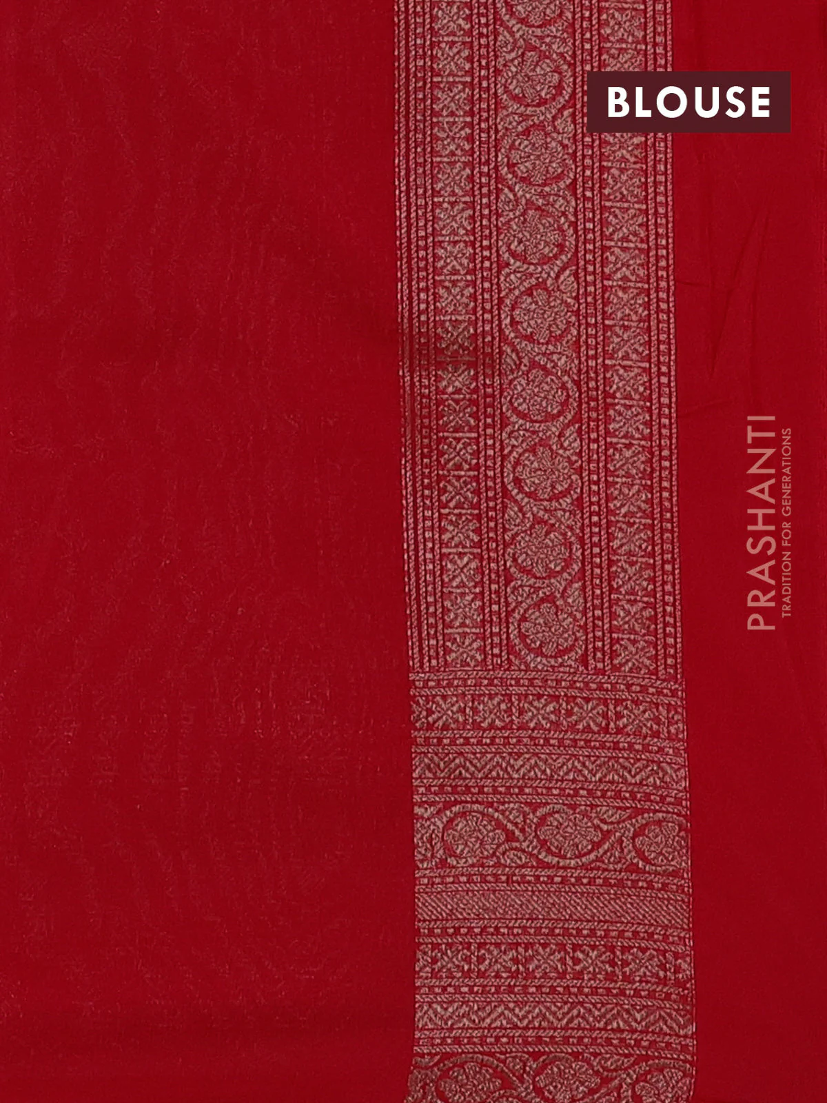 Banarasi semi silk saree red with allover thread & zari woven butta weaves and woven border - Image 3