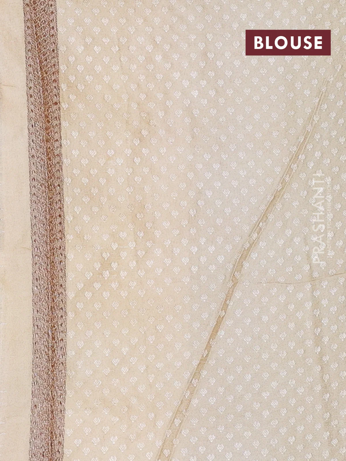 Banarasi semi silk saree sandal with allover thread & zari weaves and woven border - Image 3