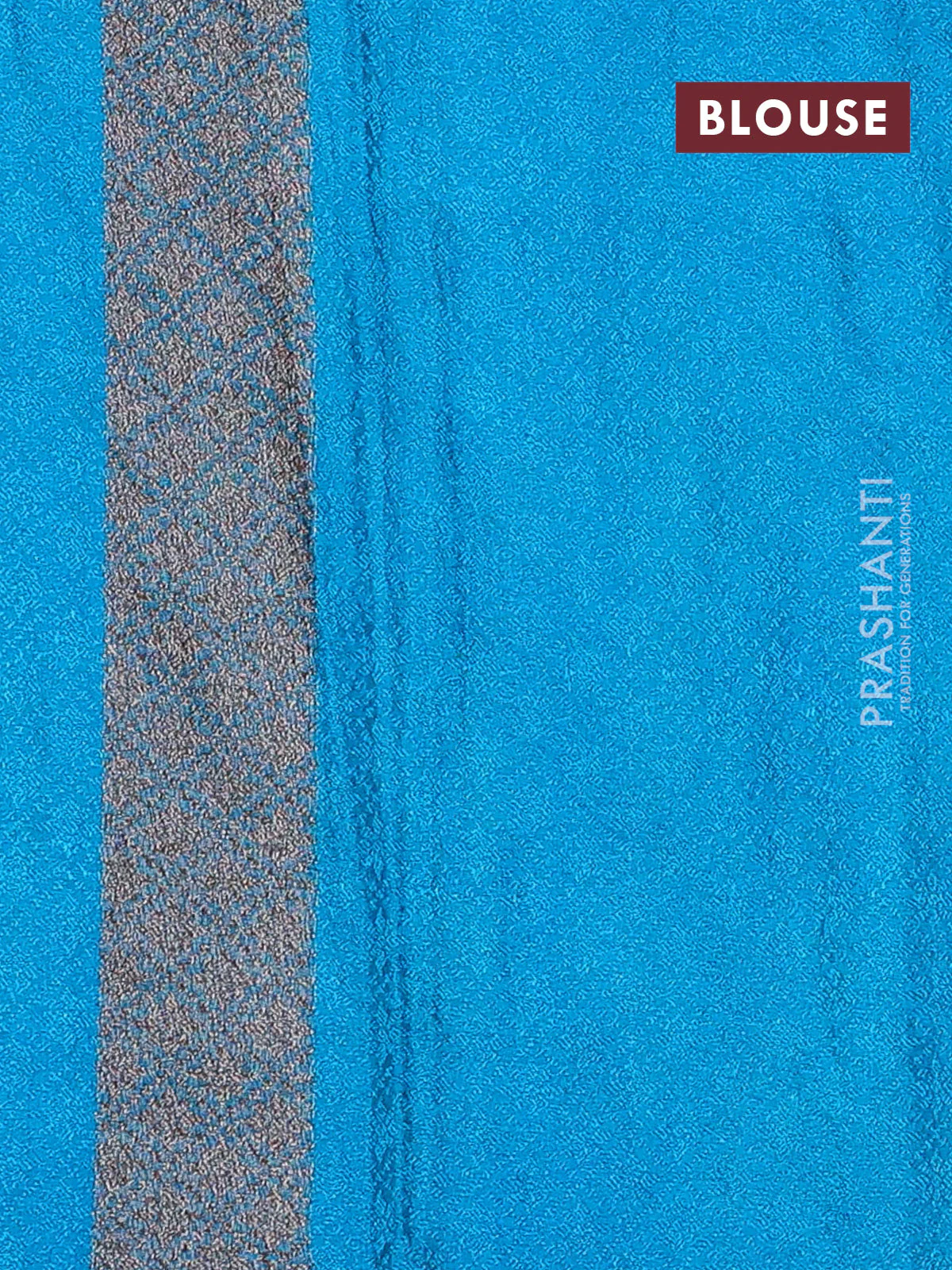 Banarasi semi silk saree teal blue with allover thread & zari weaves and woven border - Image 3