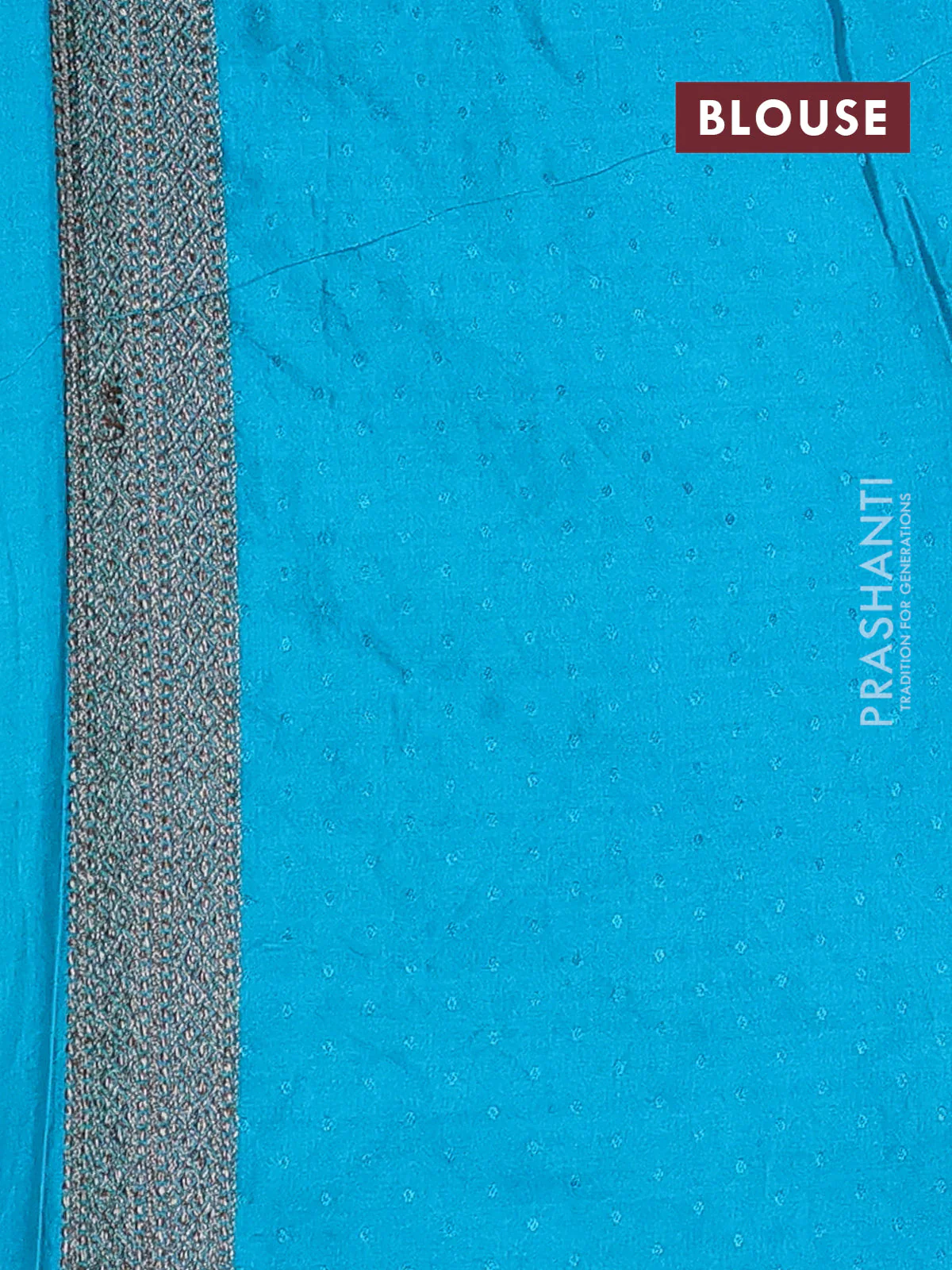 Banarasi semi silk saree teal blue with allover thread & zari weaves and woven border - Image 3