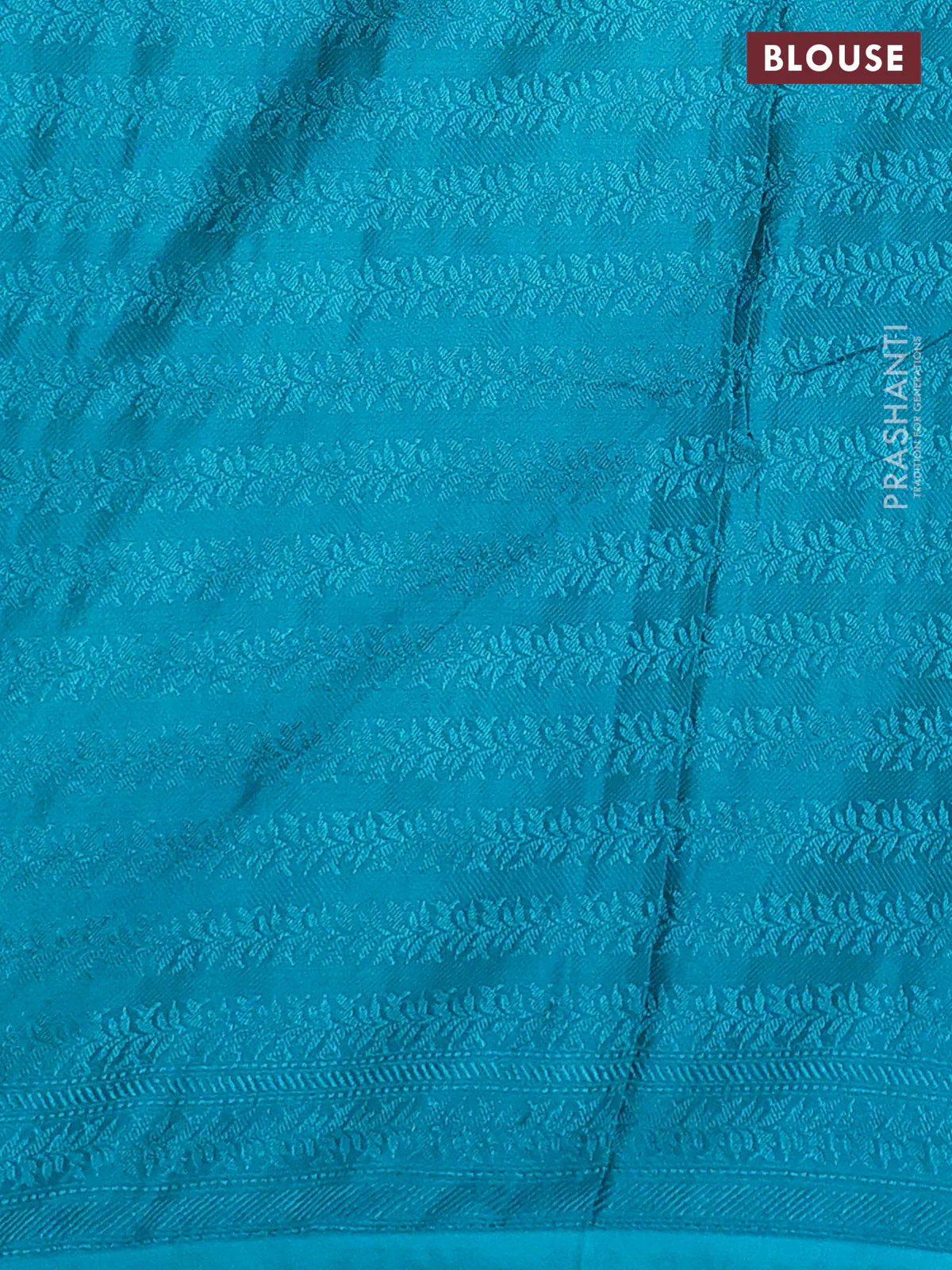 Banarasi semi silk saree teal blue with allover thread & zari weaves and woven border - Image 3