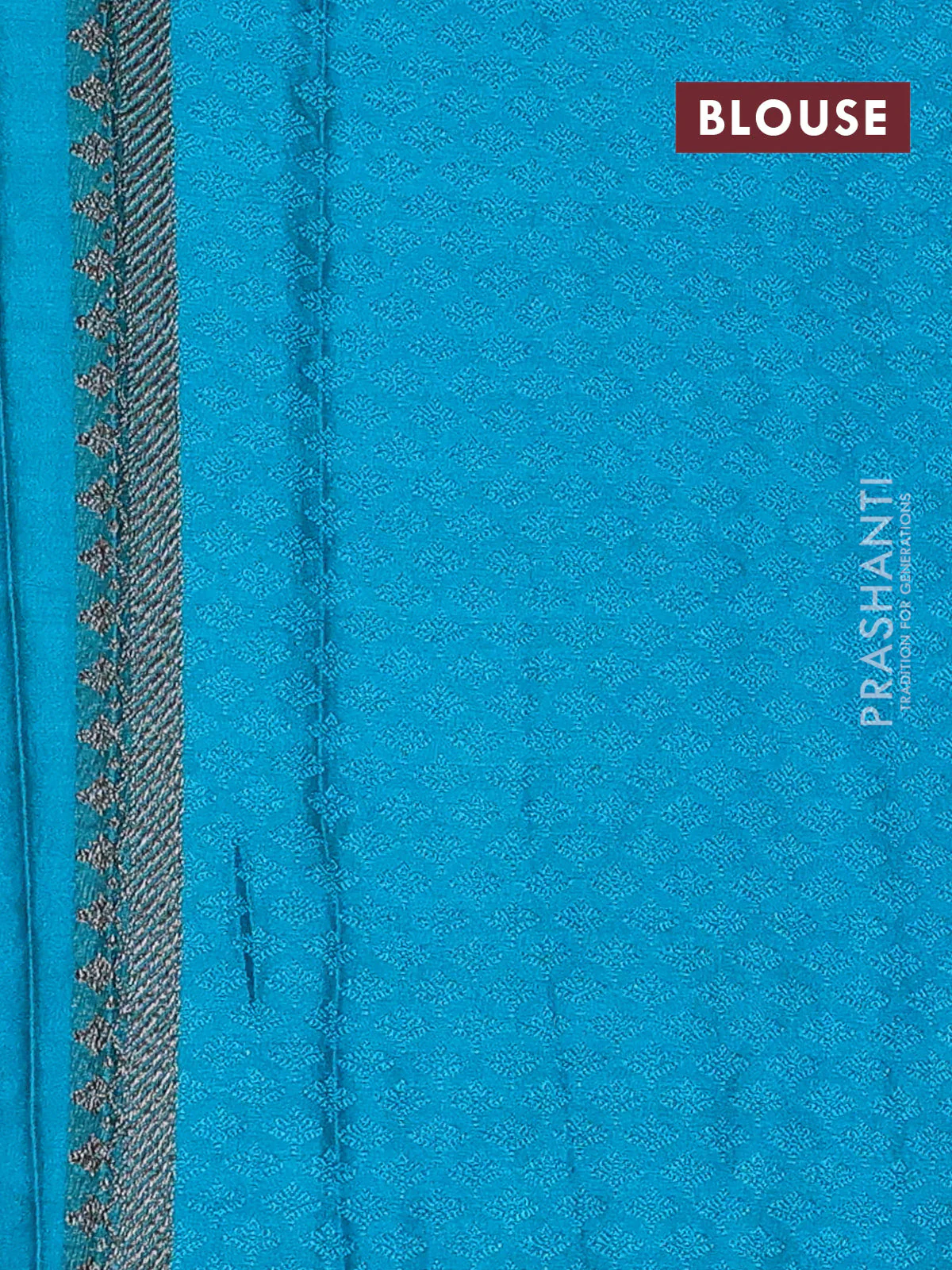 Banarasi semi silk saree teal blue with allover thread & zari weaves and woven border - Image 3