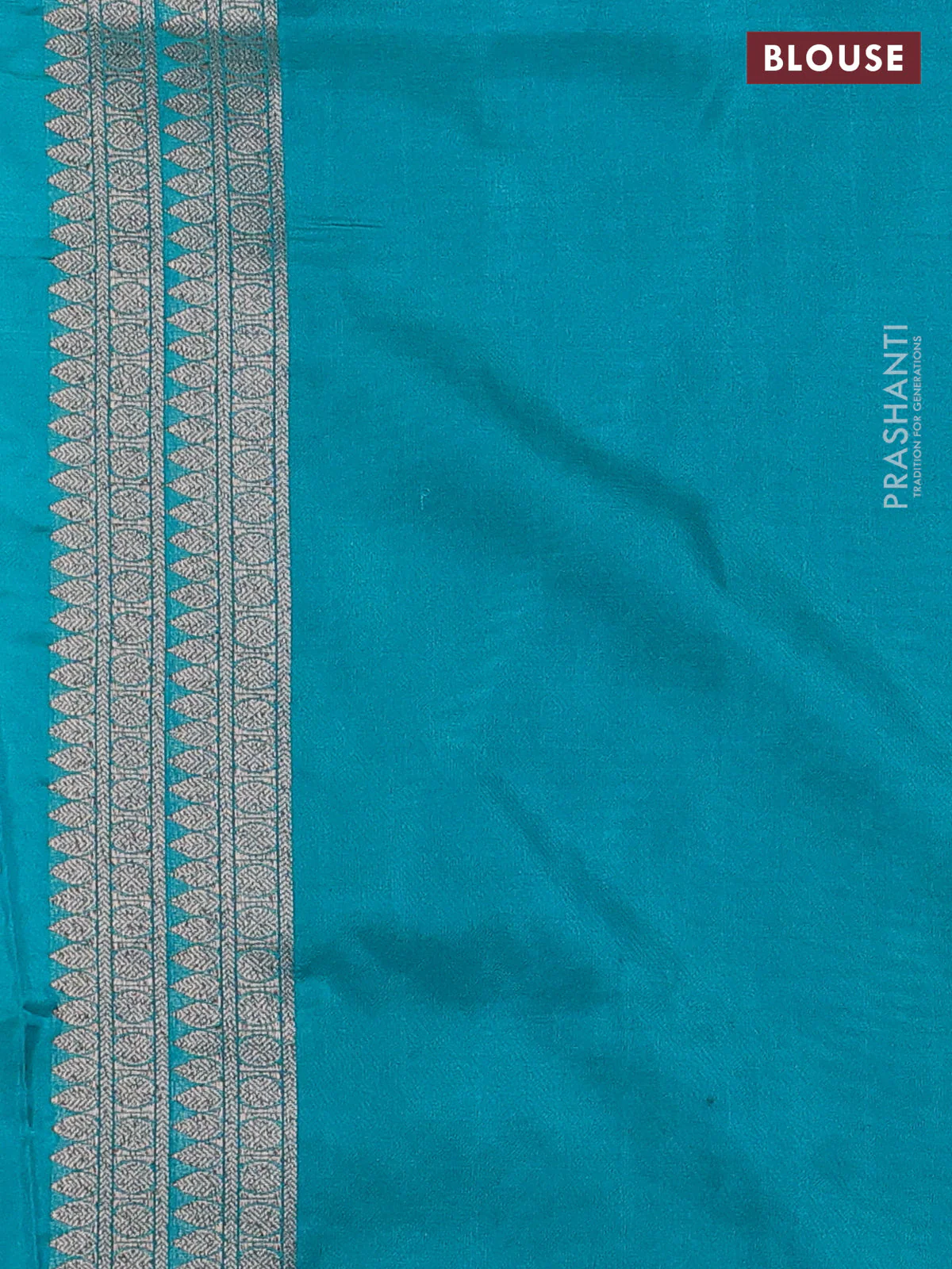 Banarasi semi silk saree teal green and purple with allover thread & zari weaves and woven border - Image 3