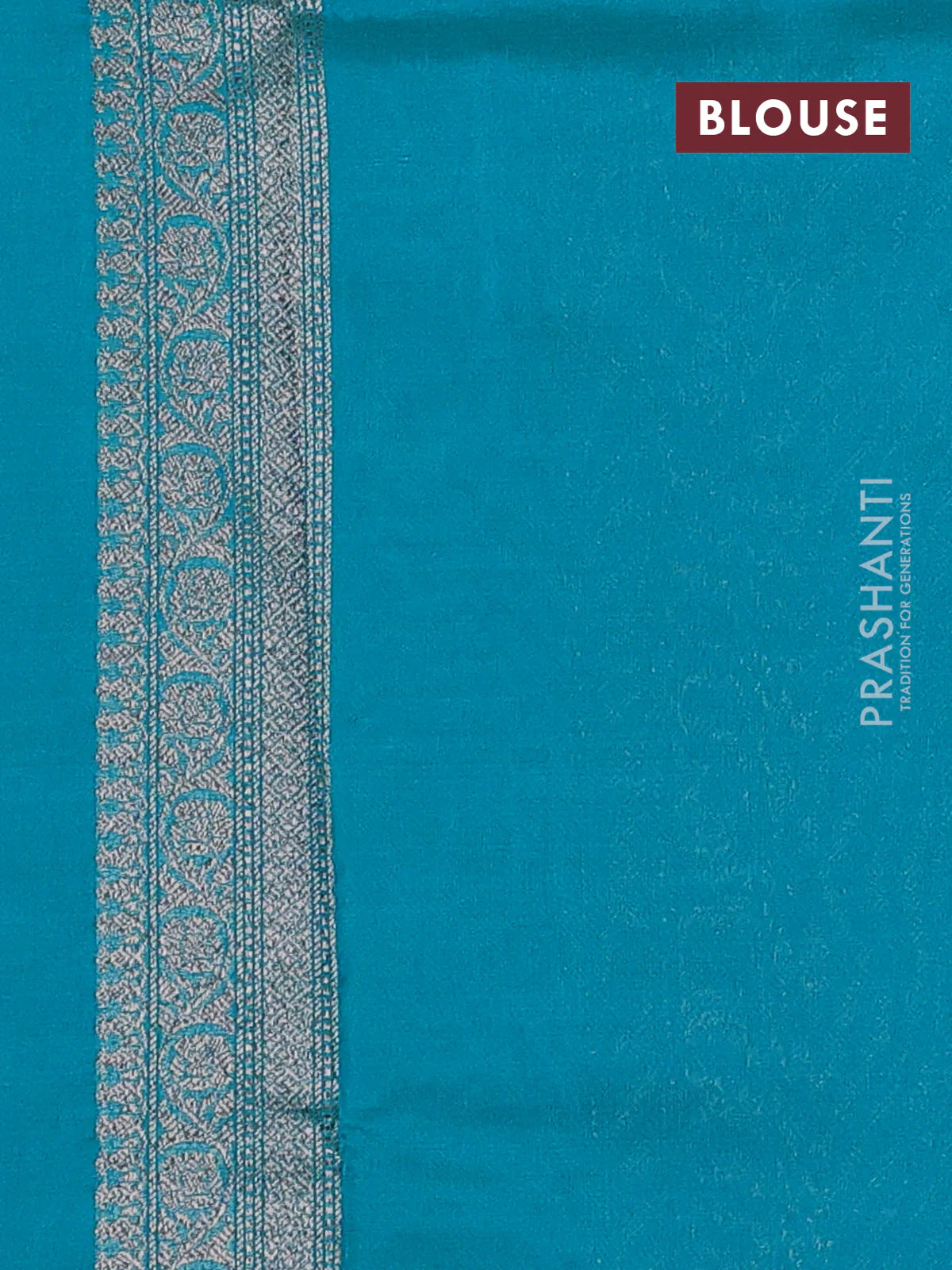 Banarasi semi silk saree teal green with allover thread & zari weaves and woven border - Image 3