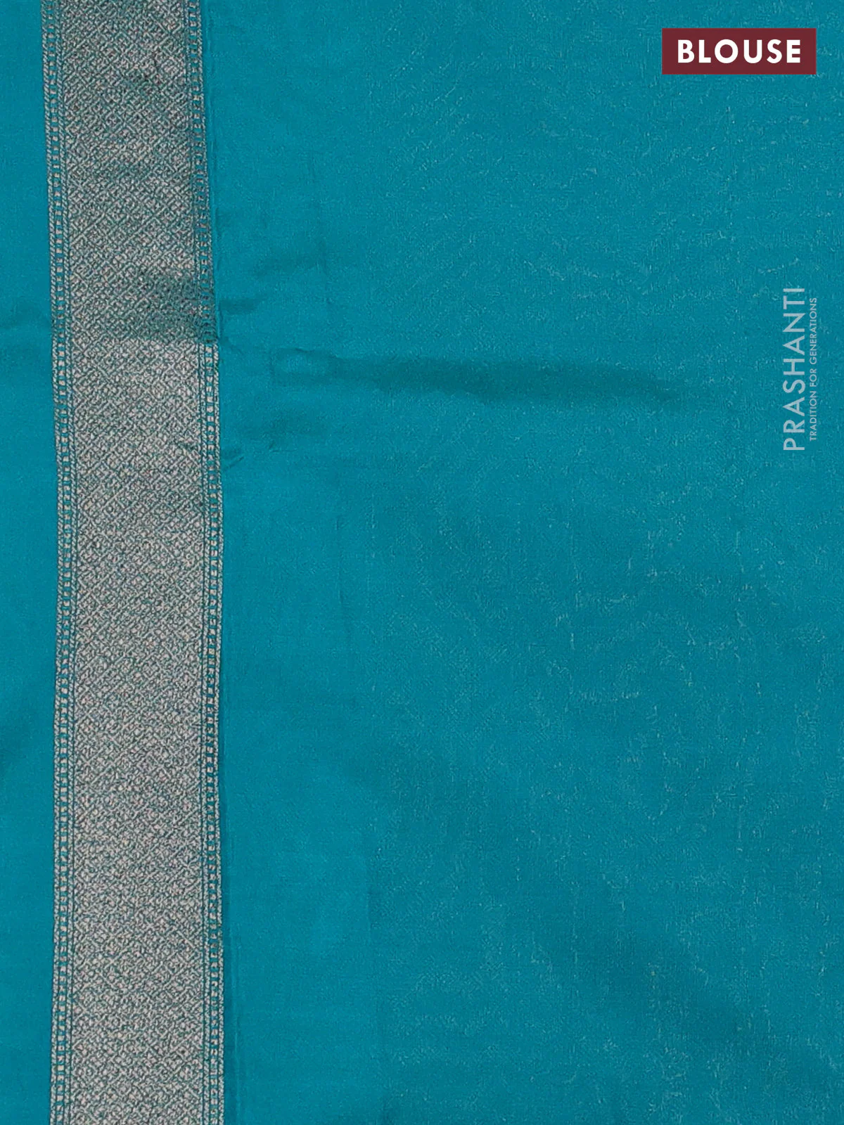 Banarasi semi silk saree teal green with allover thread & zari weaves and woven border - Image 3