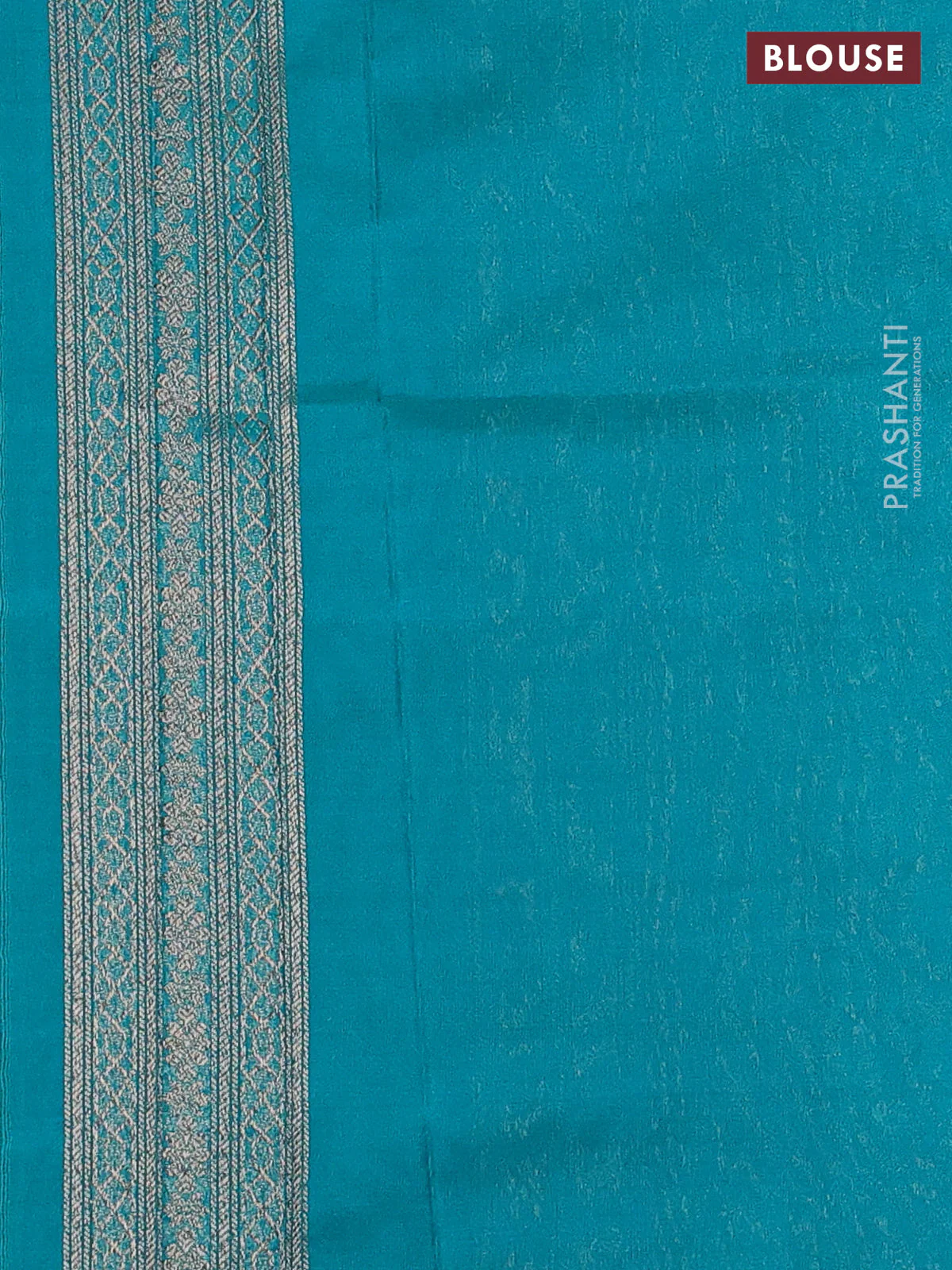 Banarasi semi silk saree teal green with allover thread & zari weaves and woven border - Image 3