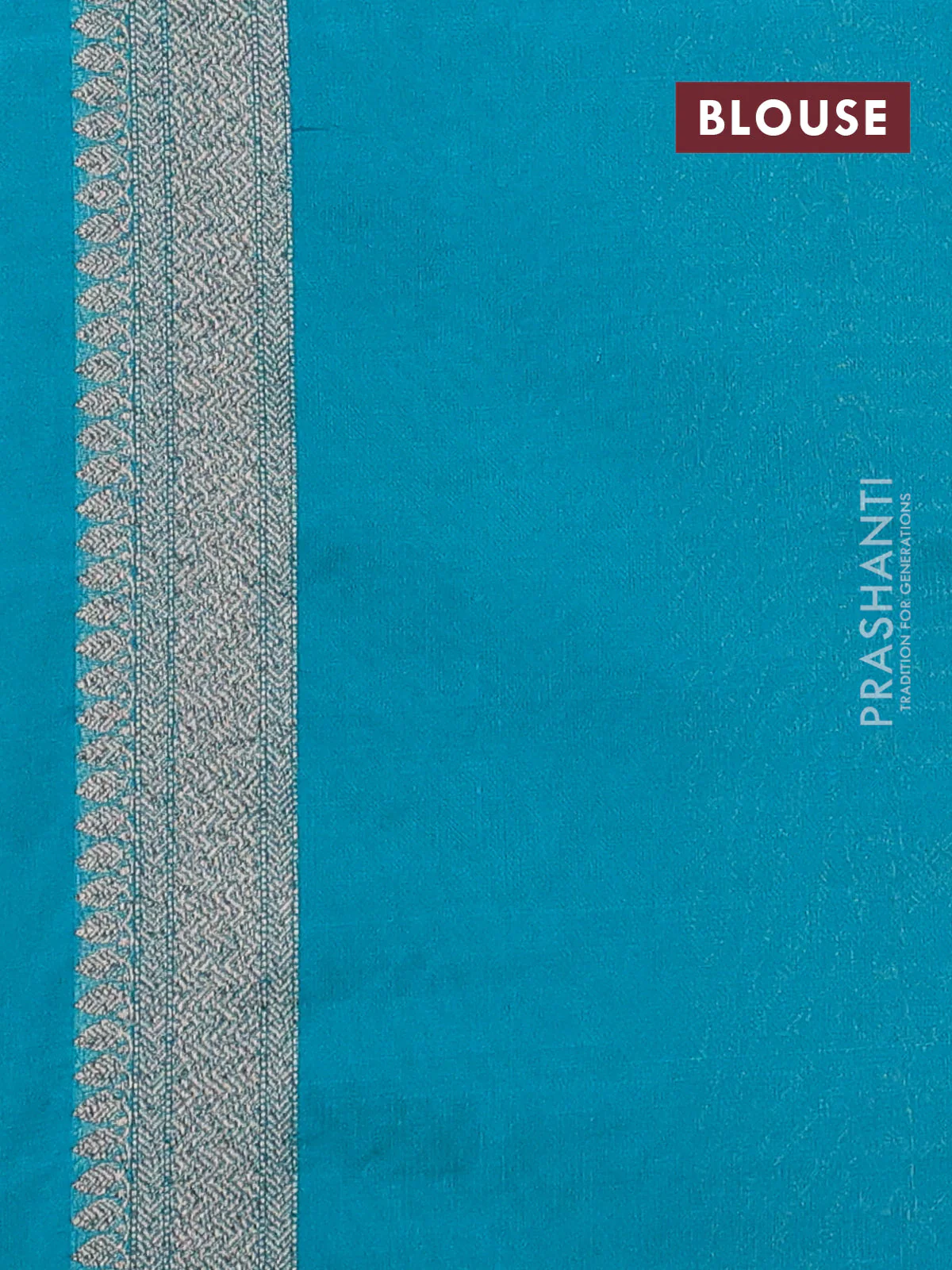 Banarasi semi silk saree teal green with allover thread & zari weaves and woven border - Image 3