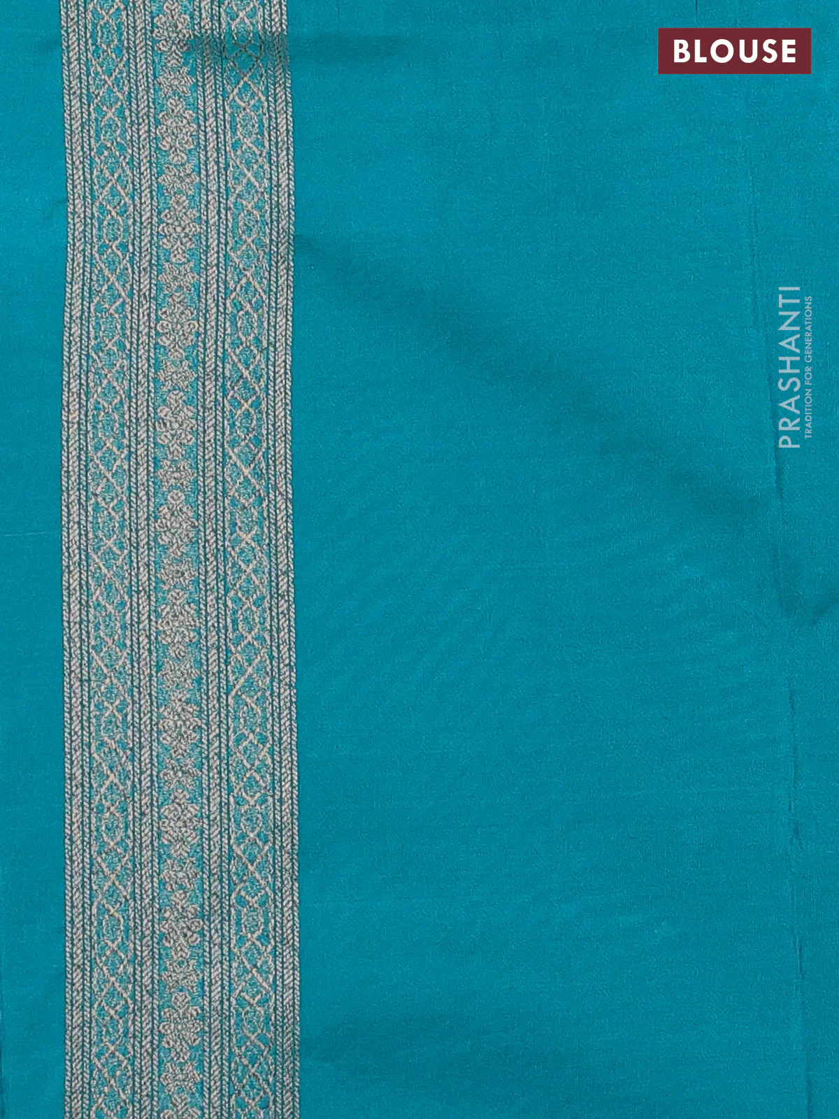 Banarasi semi silk saree teal green with allover thread & zari weaves and woven border - Image 3