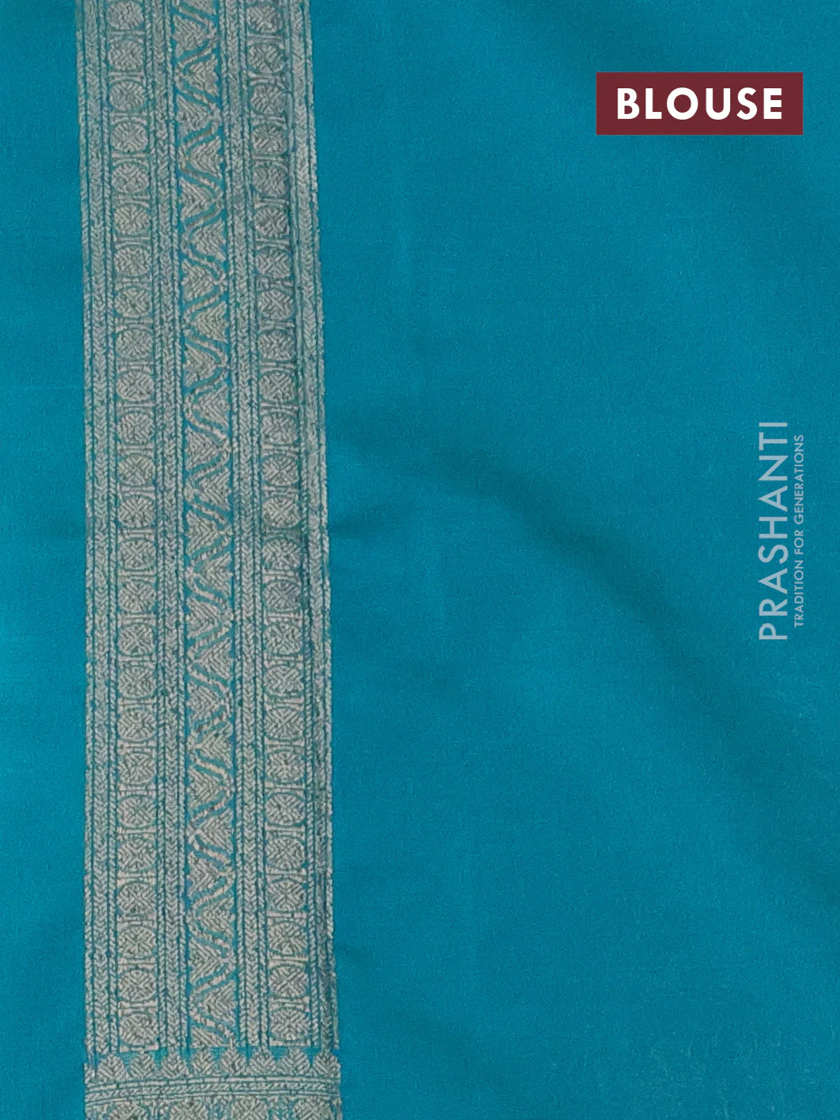 Banarasi semi silk saree teal green with allover thread & zari weaves and woven border - Image 3