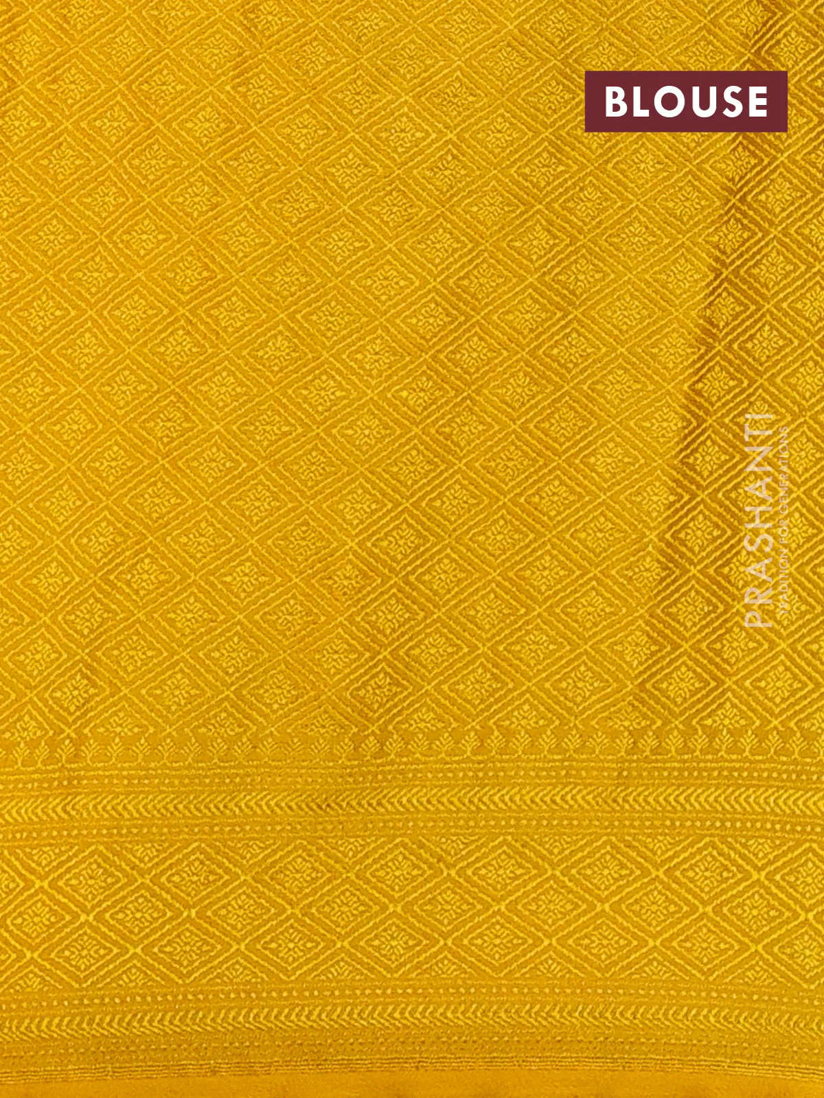 Banarasi semi silk saree yellow with allover thread & zari weaves and woven border - Image 3