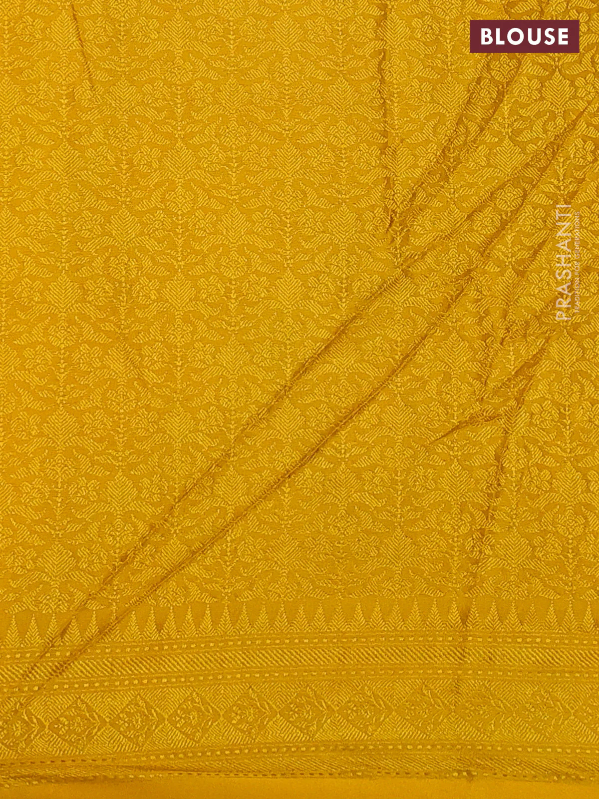 Banarasi semi silk saree yellow with allover thread & zari weaves and woven border - Image 3