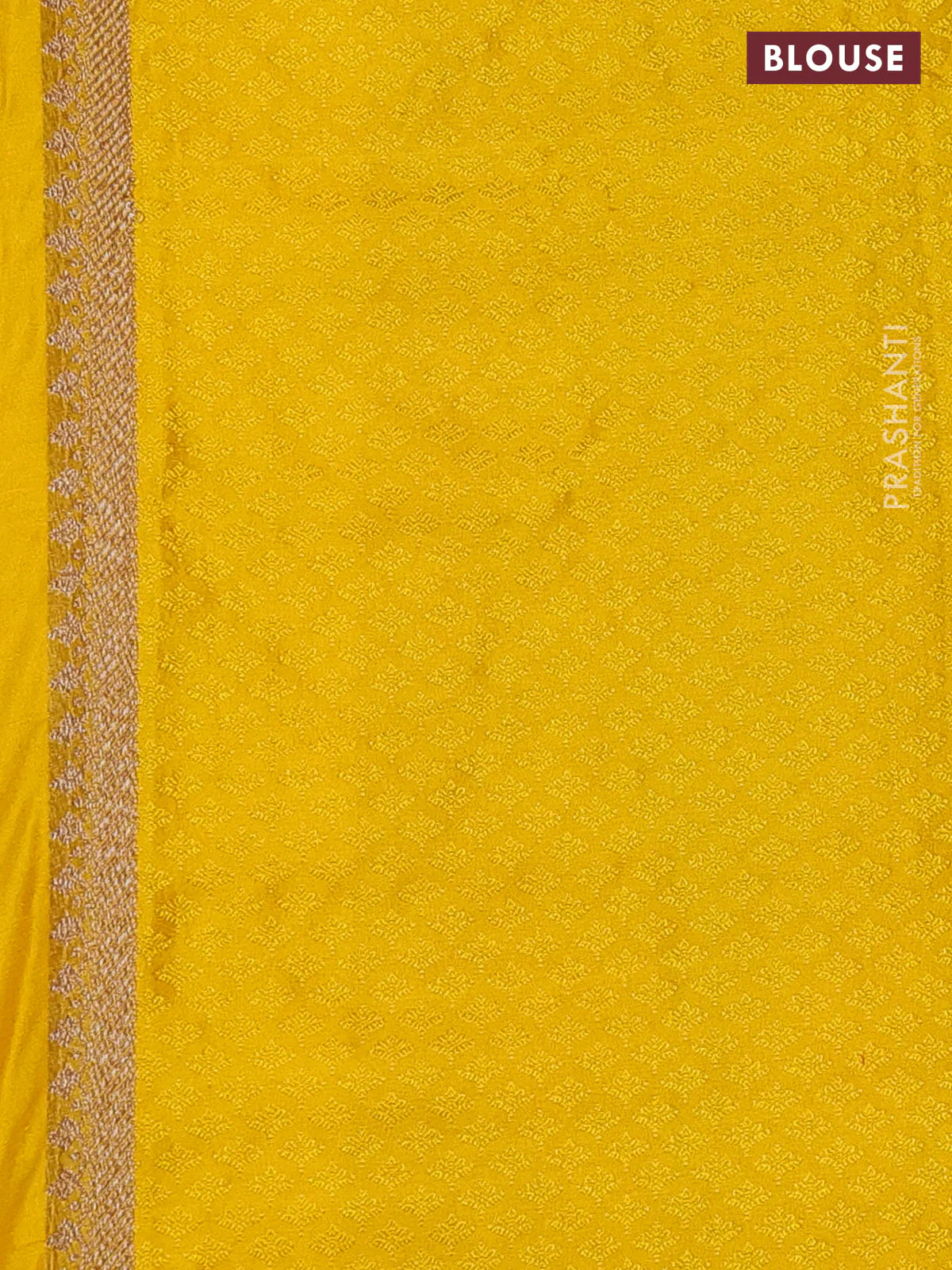 Banarasi semi silk saree yellow with allover thread & zari weaves and woven border - Image 3