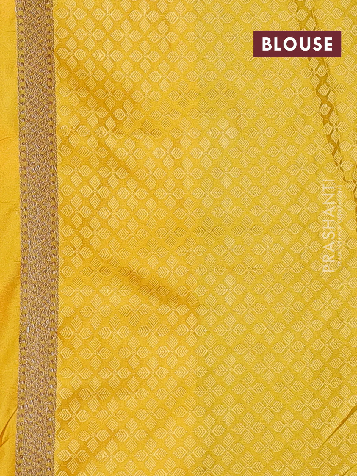 Banarasi semi silk saree yellow with allover thread & zari woven butta weaves and woven border - Image 3