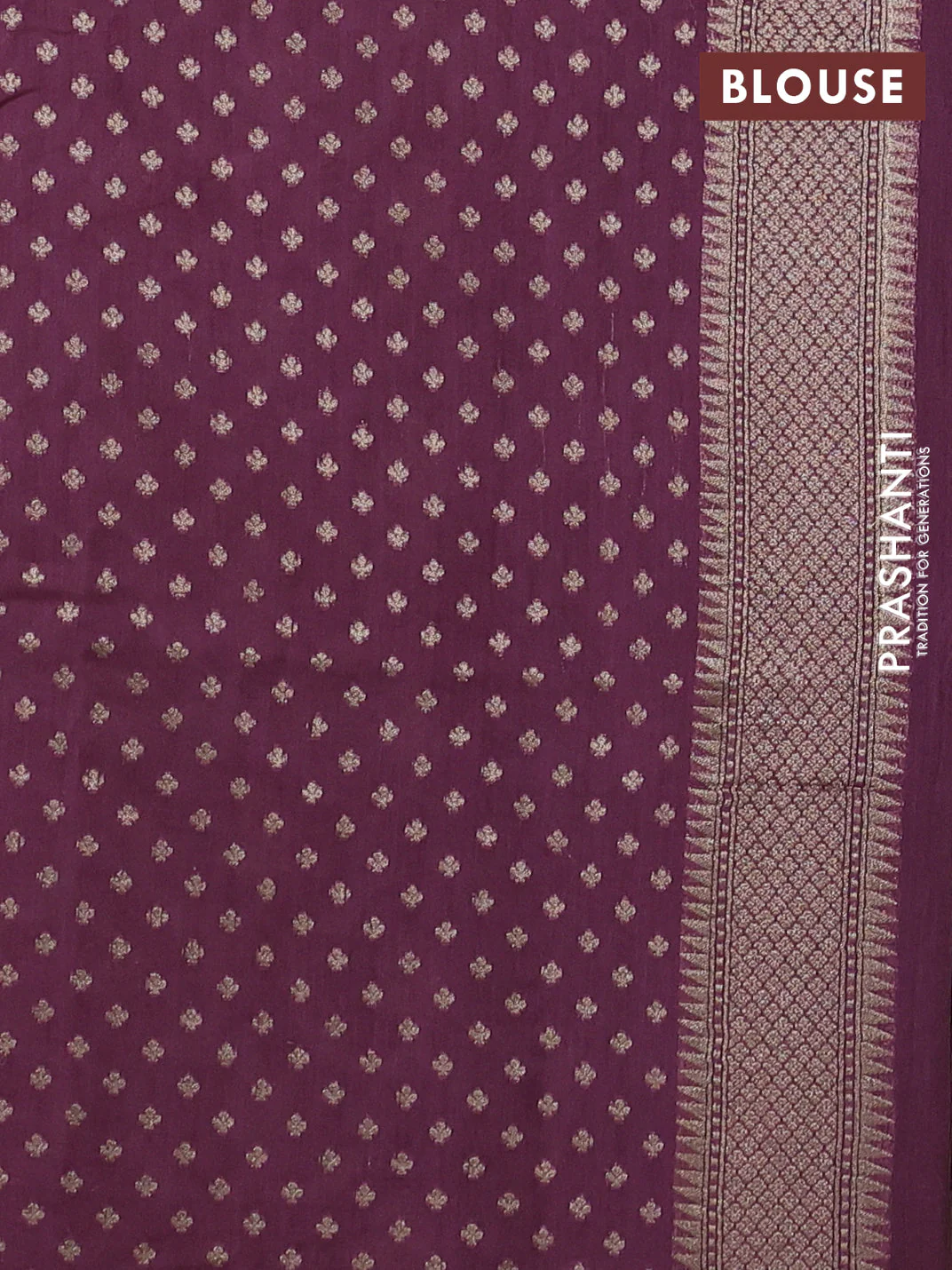 Banarasi silk cotton saree beige and mauve pink with allover thread weaves & zari woven buttas and zari woven border - Image 3