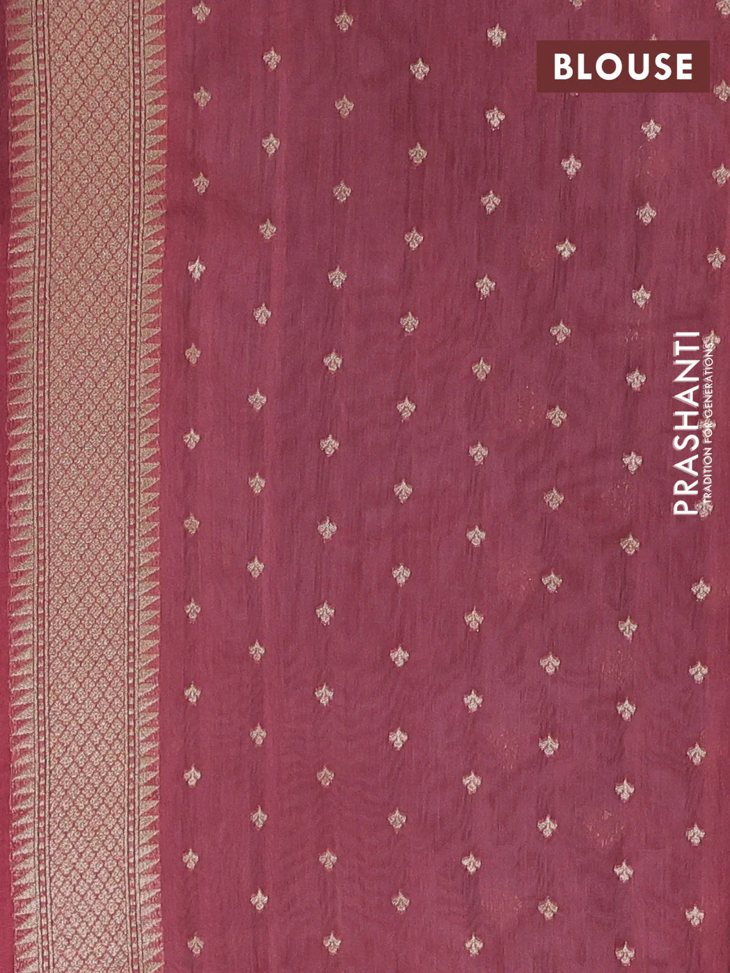 Banarasi silk cotton saree bluish grey and pink with allover thread weaves & zari woven buttas and zari woven border - Image 3