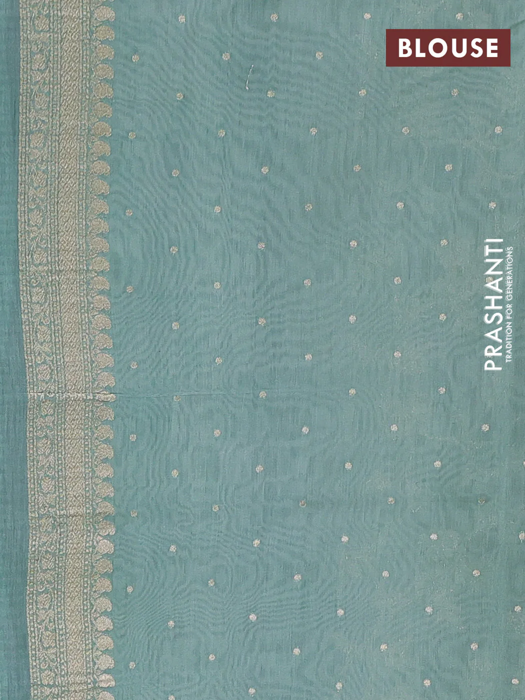 Banarasi silk cotton saree cream and pastel green shade with allover floral zari weaves and zari woven border - Image 3