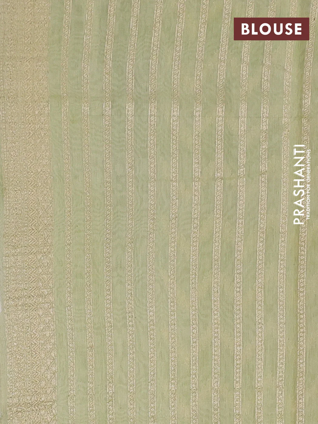 Banarasi silk cotton saree cream and pista green with allover zari weaves and zari woven border - Image 3