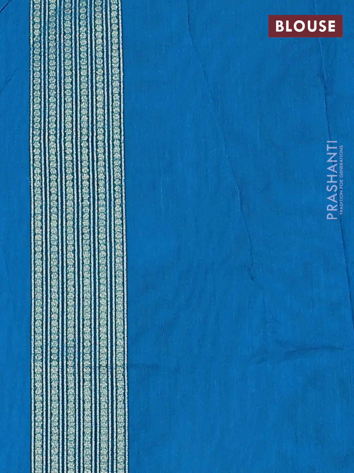Banarasi silk cotton saree cs blue with allover zari woven buttas and temple zari woven border - Image 3