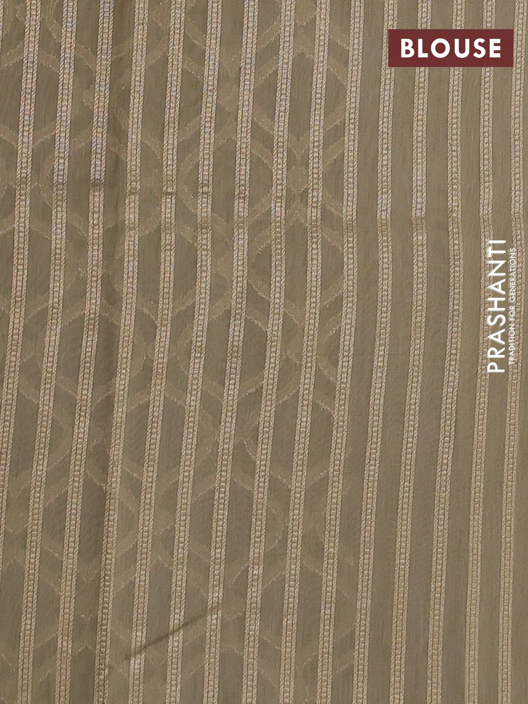 Banarasi silk cotton saree dark beige with allover geometric zari weaves and woven border - Image 3