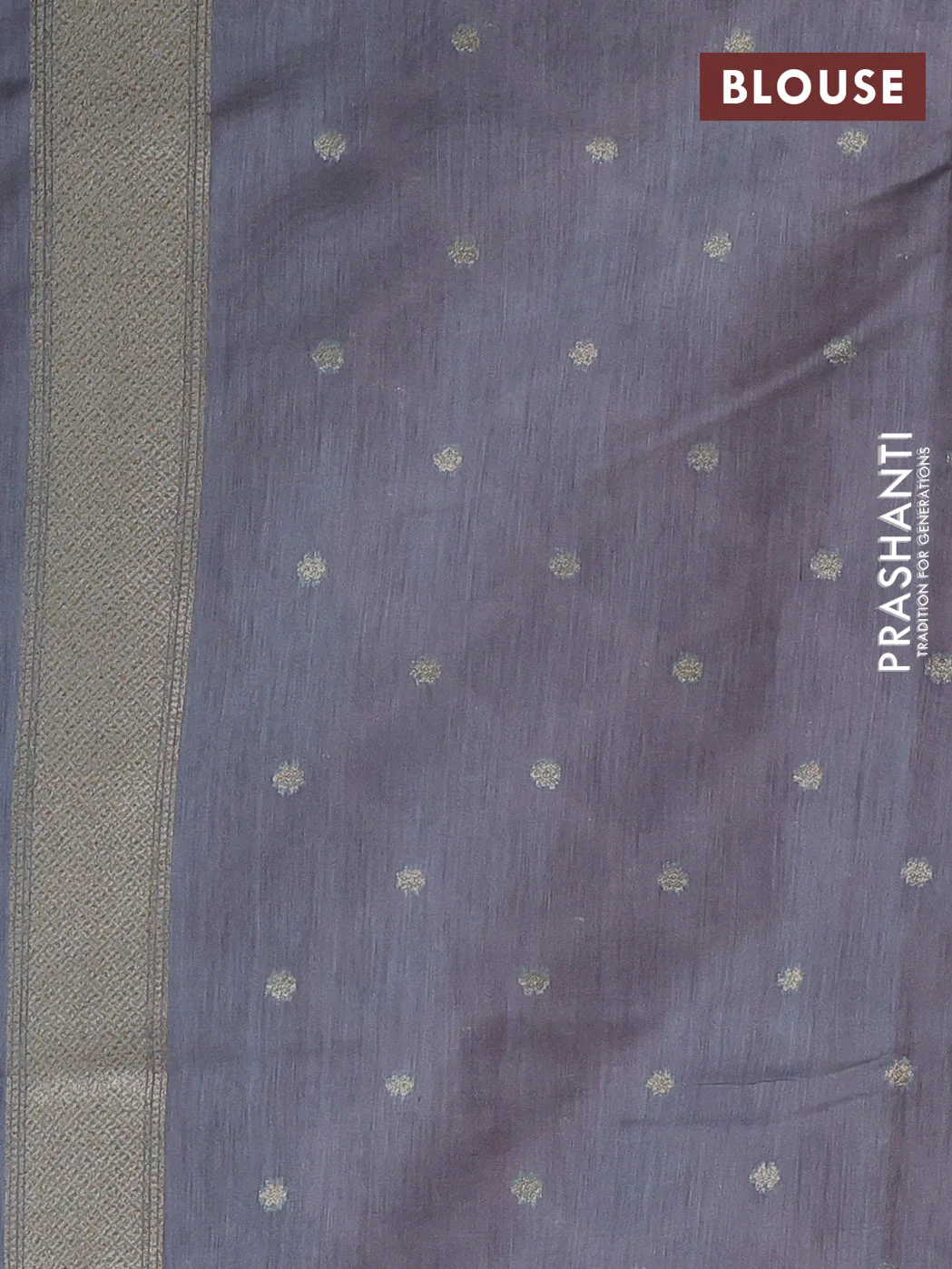 Banarasi silk cotton saree dark peach and grey with allover thread weaves and woven border - Image 3