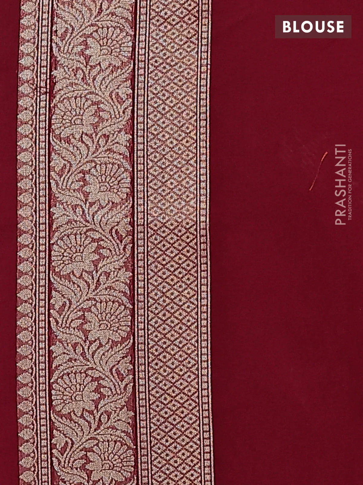 Banarasi silk cotton saree deep maroon with allover thread & zari woven buttas and zari woven border - Image 3
