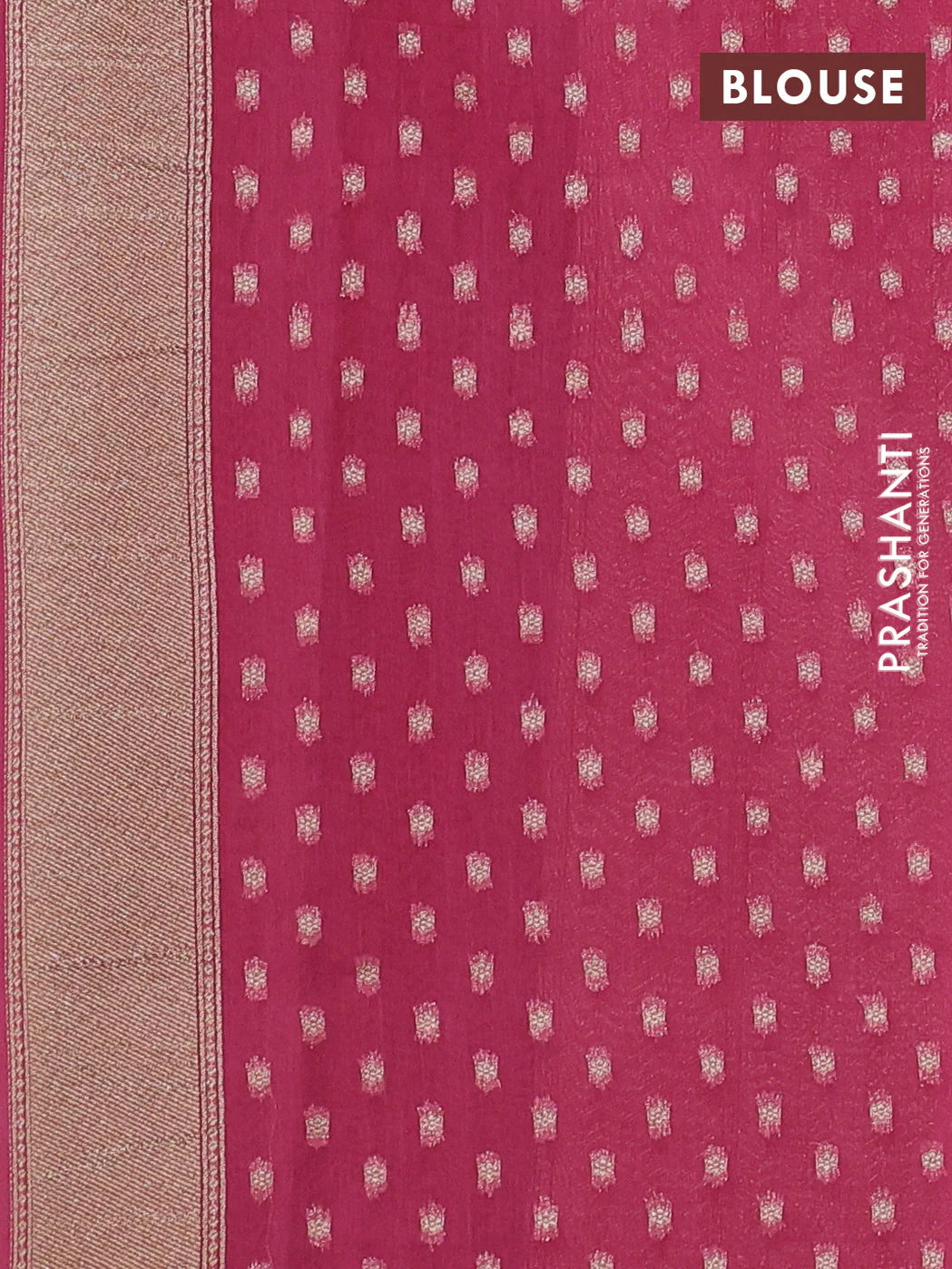 Banarasi silk cotton saree green and pink with zari woven buttas and woven border - Image 3